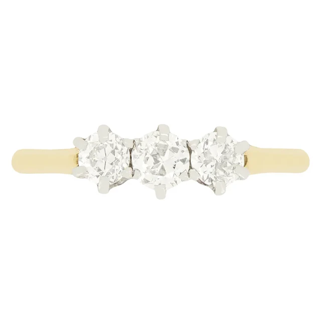 Edwardian 0.65ct Diamond Three Stone Ring, c.1910s