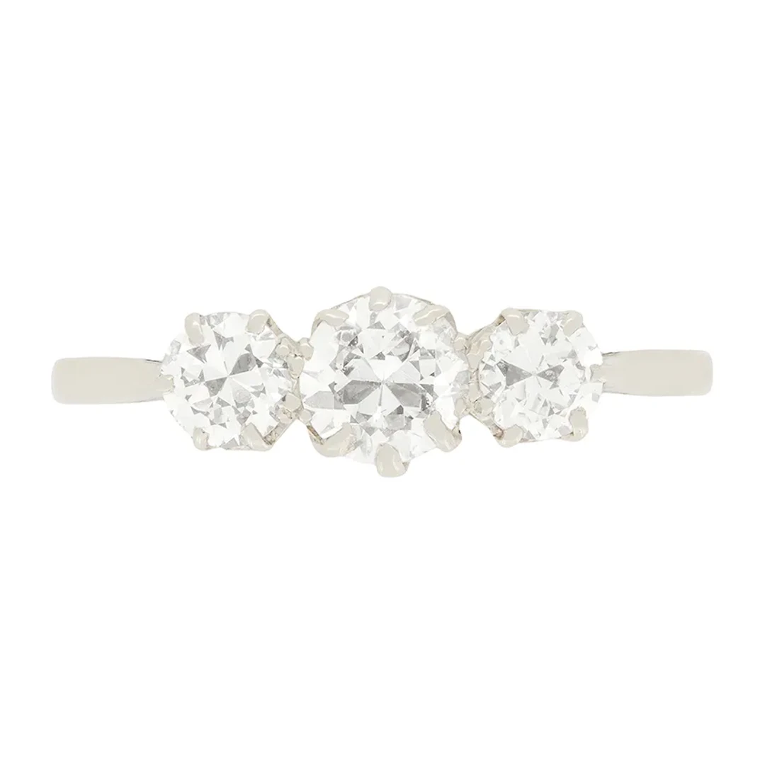 Art Deco 1.20ct Diamond Three Stone Ring c.1920s