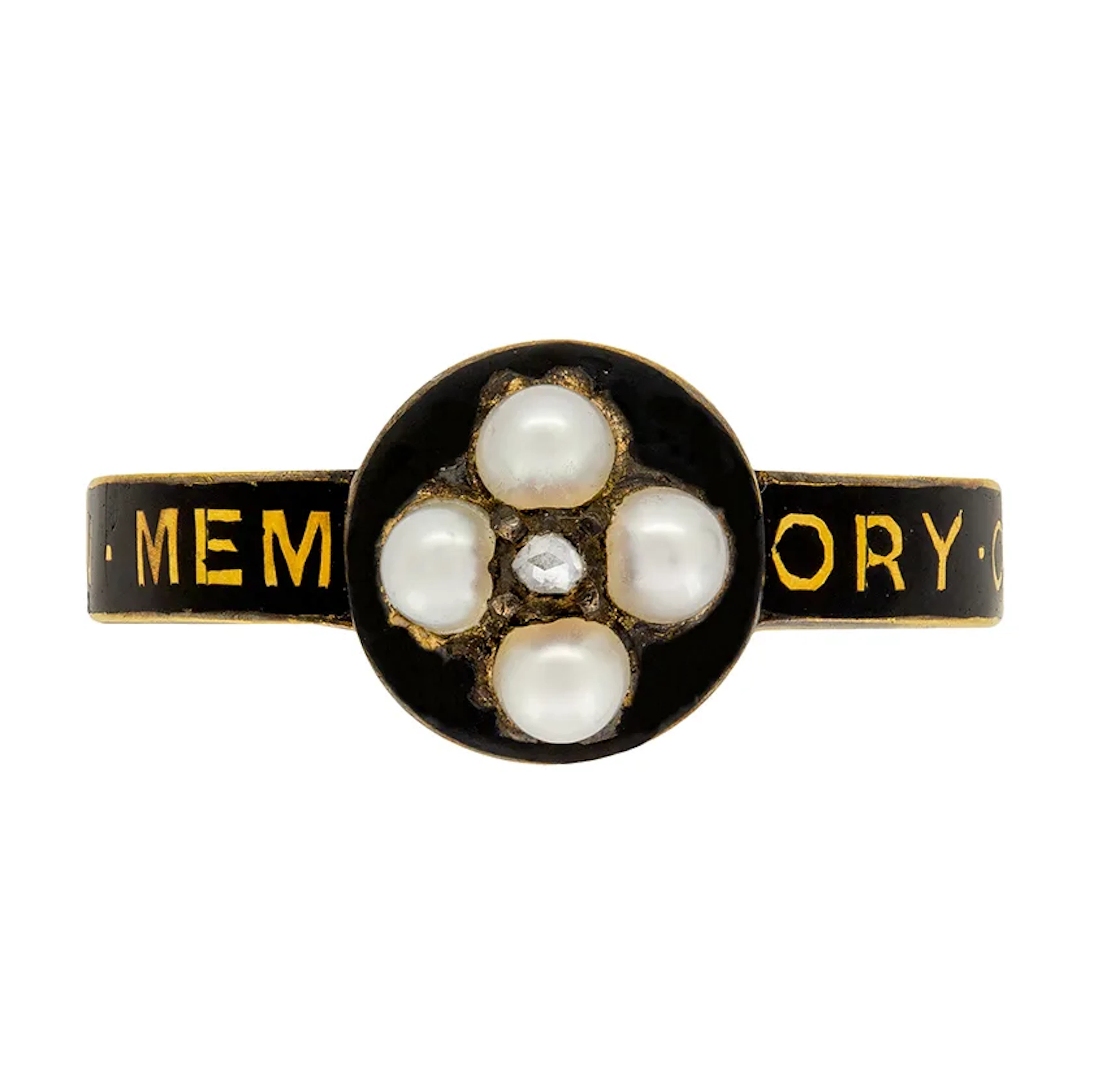 Victorian Mourning Ring with Black Enamel, c.1864