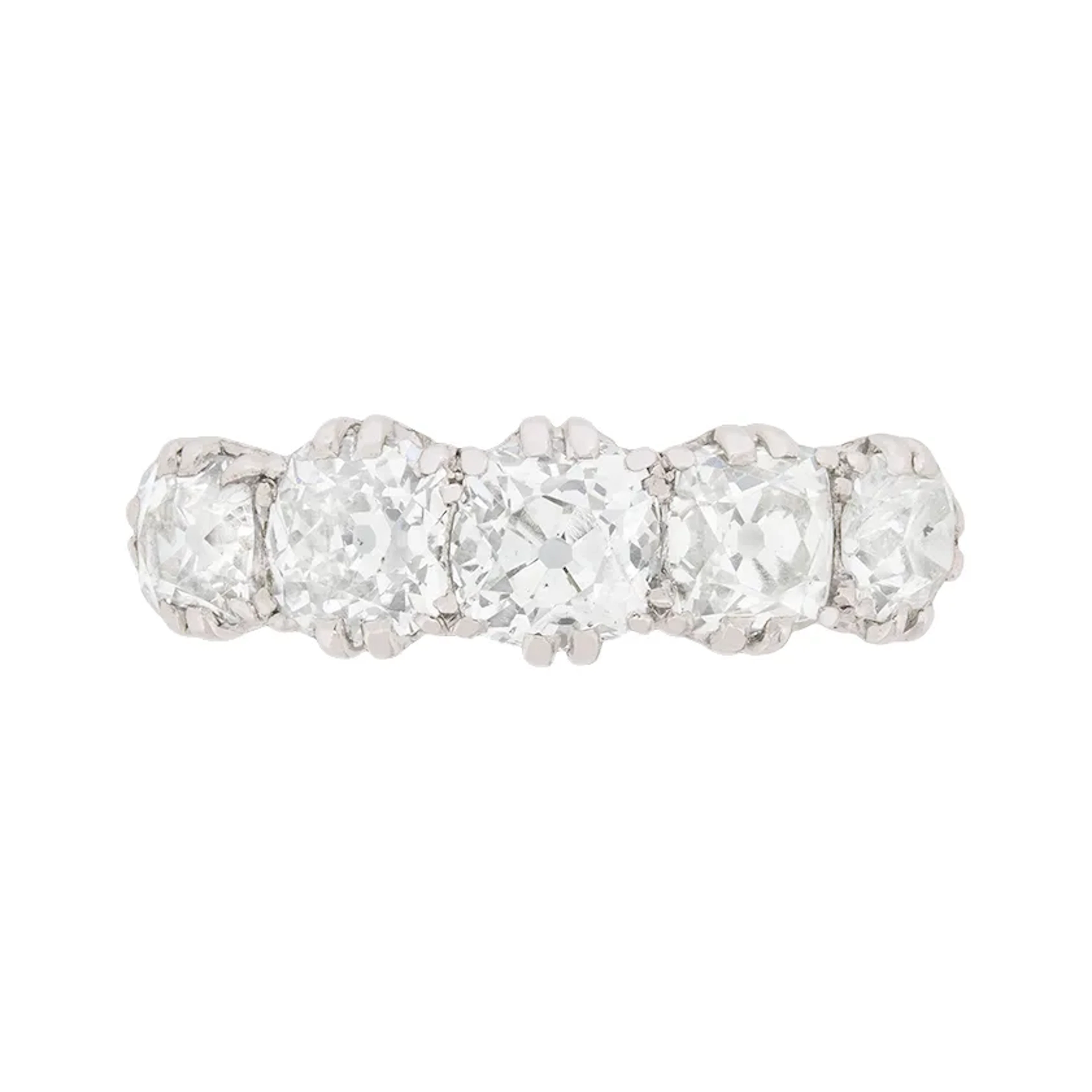 Art Deco Cushion Cut Five Stone Diamond Ring, c.1920s
