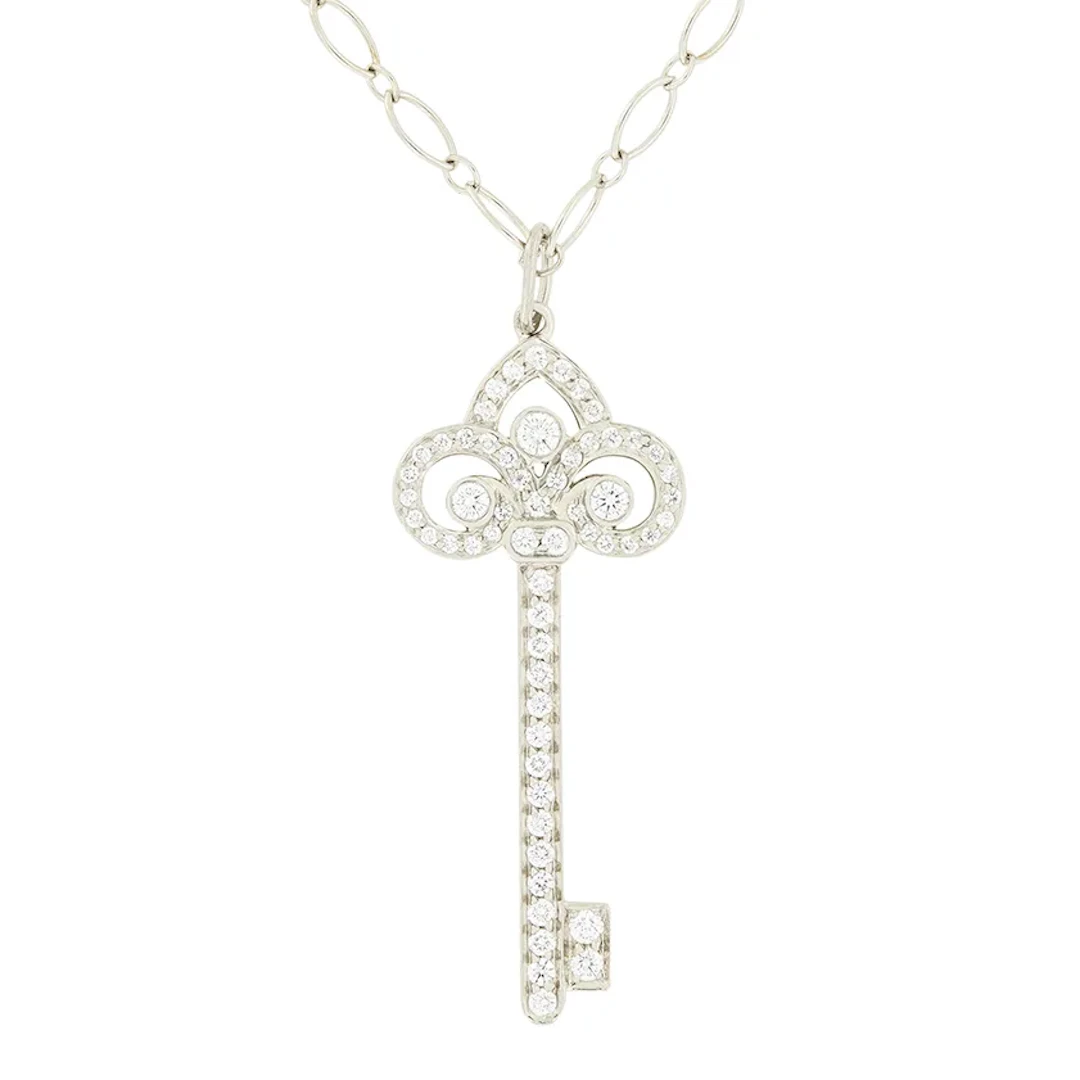 Tiffany & Co. 0.40ct Diamond Fleur de Lis Key Pendant