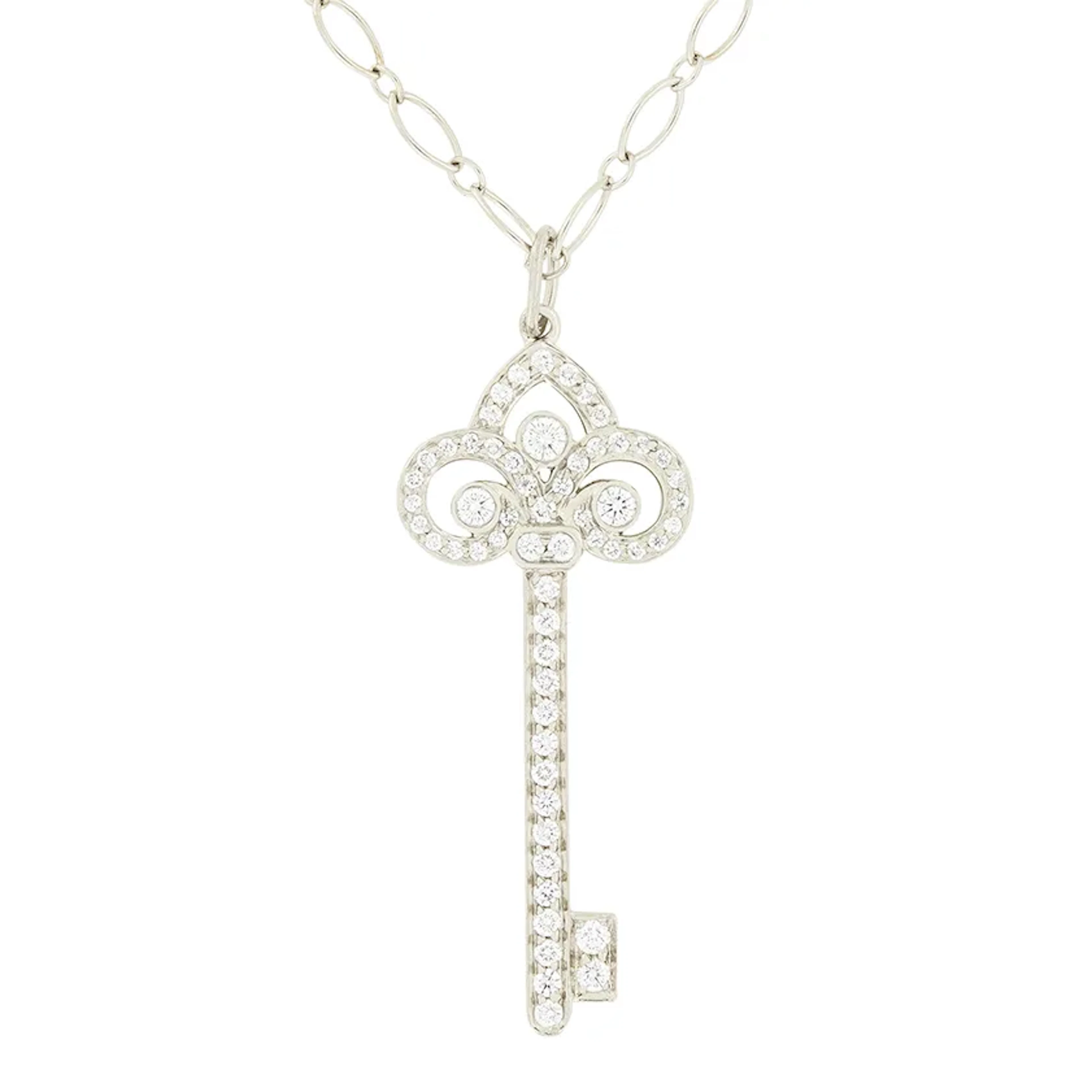 Tiffany & Co. 0.40ct Diamond Fleur de Lis Key Pendant