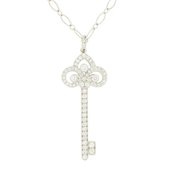 Tiffany & Co. 0.40ct Diamond Fleur de Lis Key Pendant