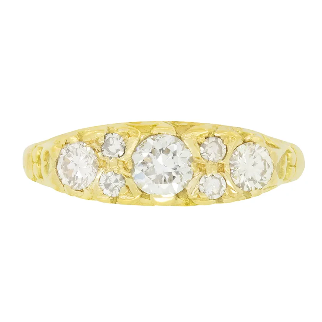 Vintage 0.80ct Diamond Three Stone Ring, c.1970s