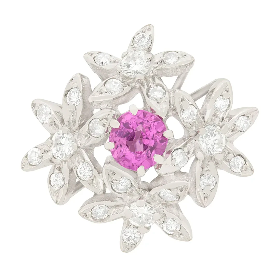 Contemporary 0.35ct Pink Sapphire and Diamond Cocktail Ring