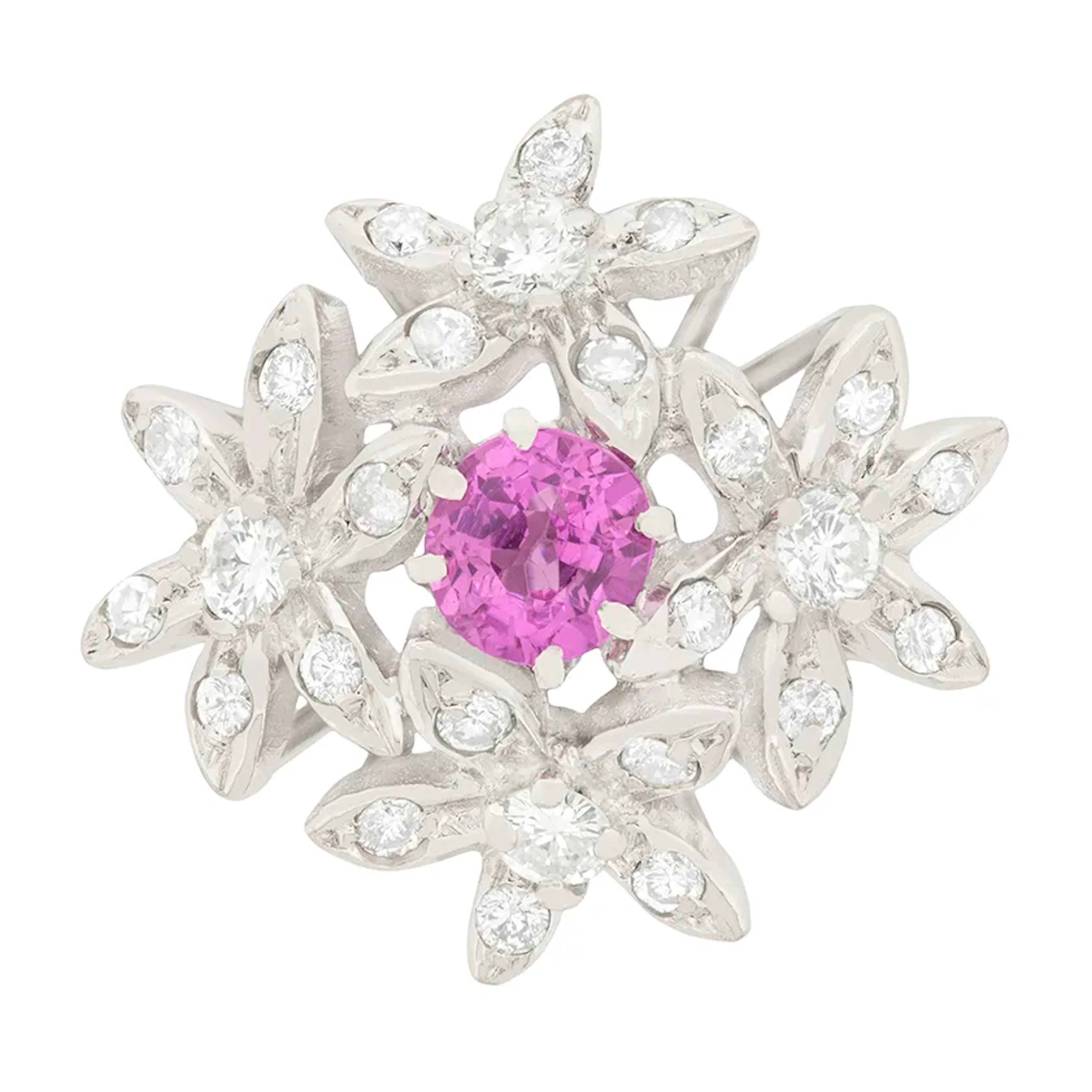 Contemporary 0.35ct Pink Sapphire and Diamond Cocktail Ring