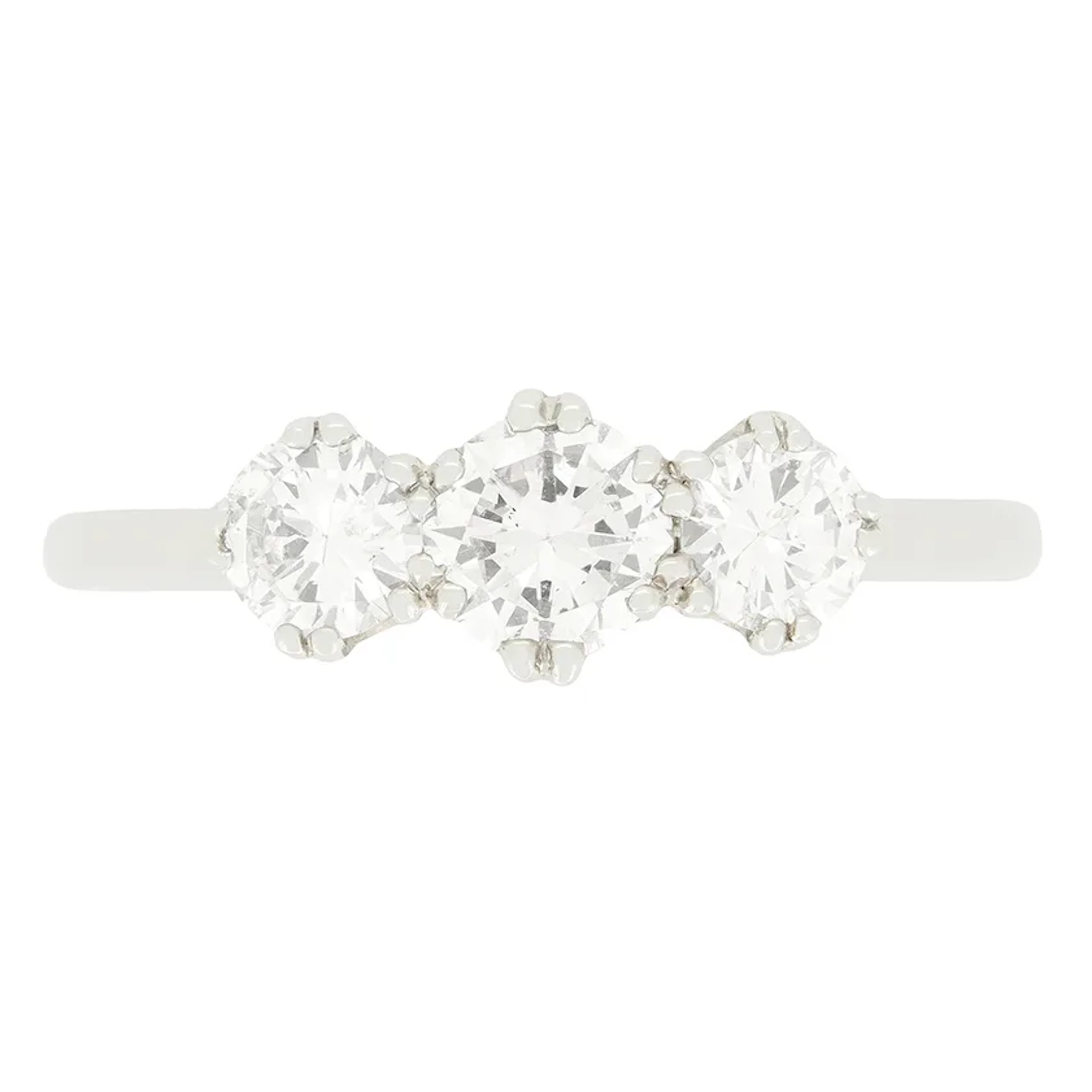 Late Deco 1.10ct Diamond Trilogy Ring, c.1940s