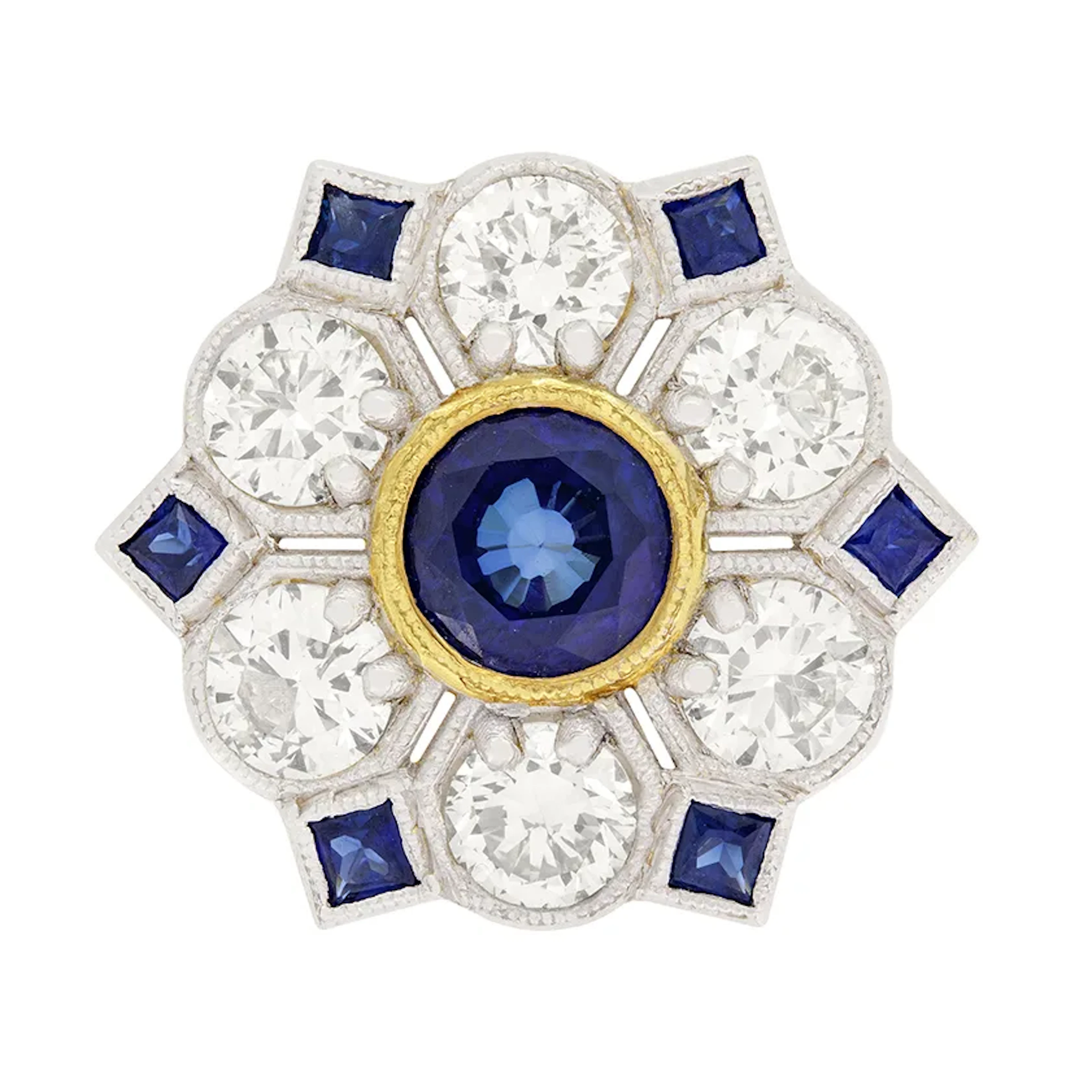 Vintage Style 1.18ct Sapphire and Diamond Cluster Ring