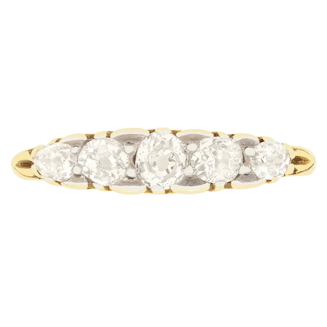 Victorian 0.95ct Diamond Five Stone Ring, c.1880s