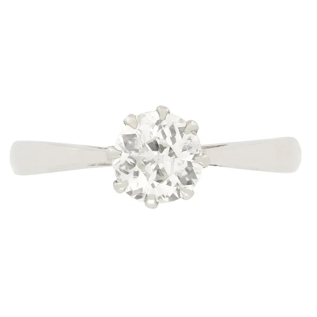 Art Deco 0.81ct Diamond Solitaire Ring, c.1920s