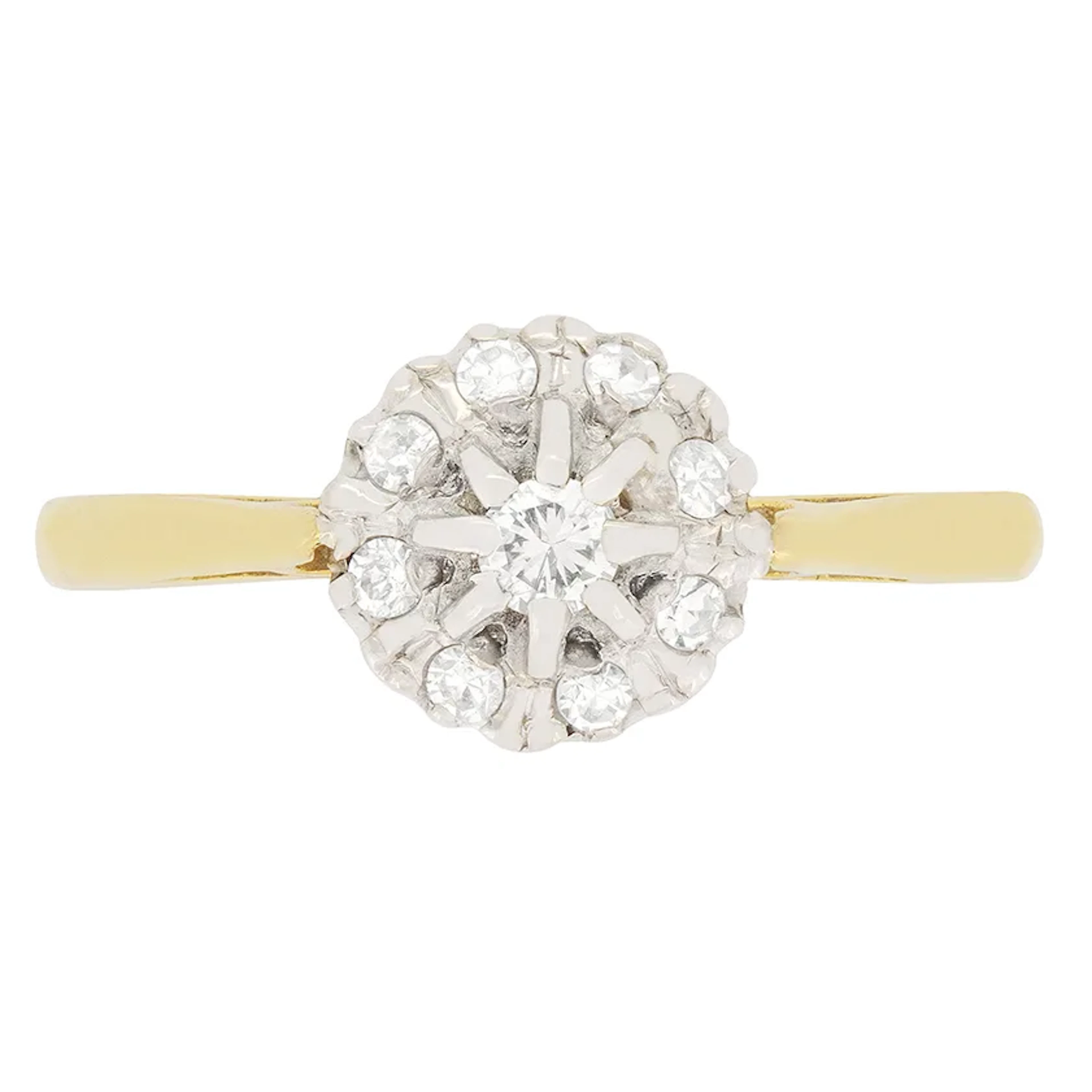 Vintage 0.18ct Diamond Daisy Cluster Ring, c.1950s