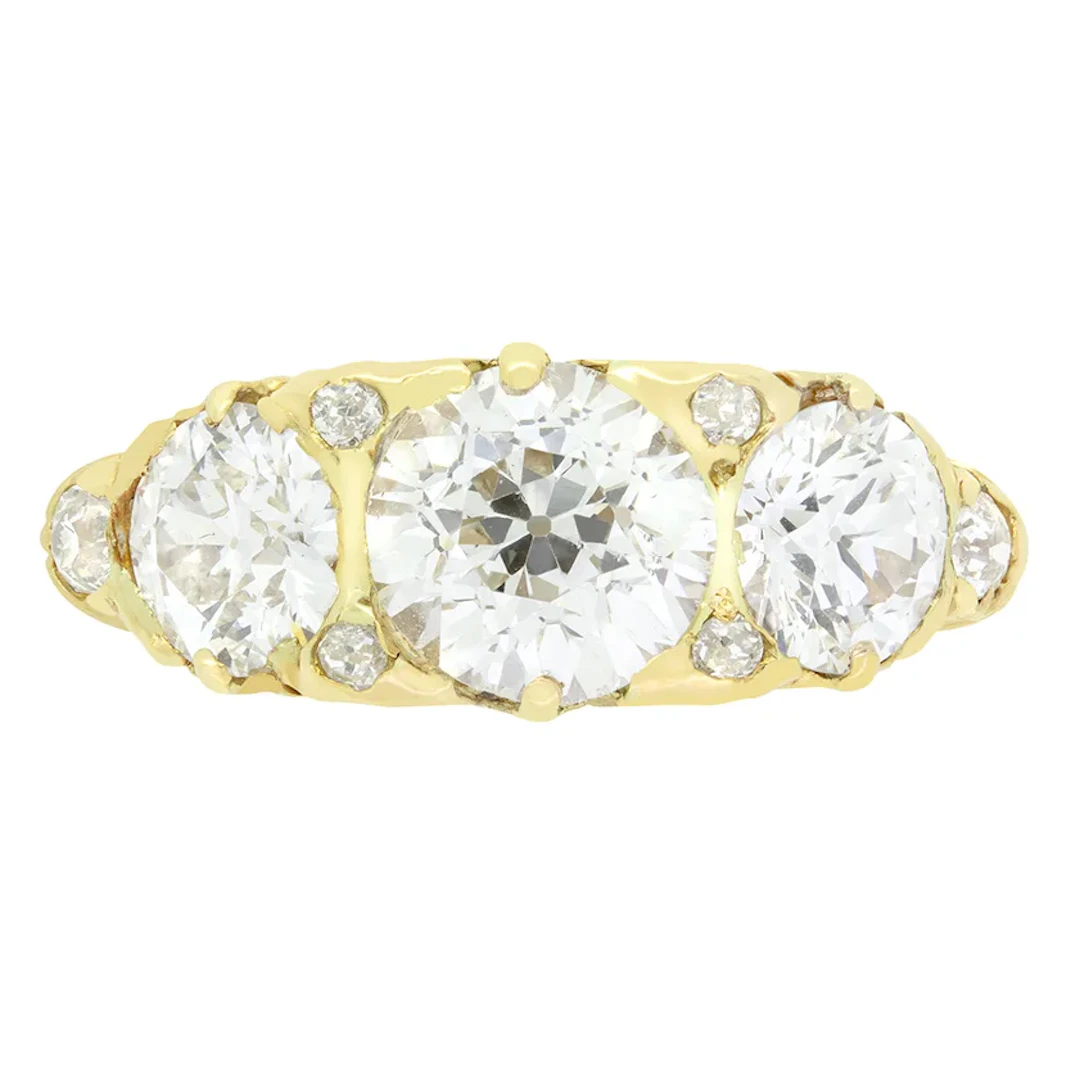 Victorian 3.50ct Diamond Trilogy Ring, c.1880s