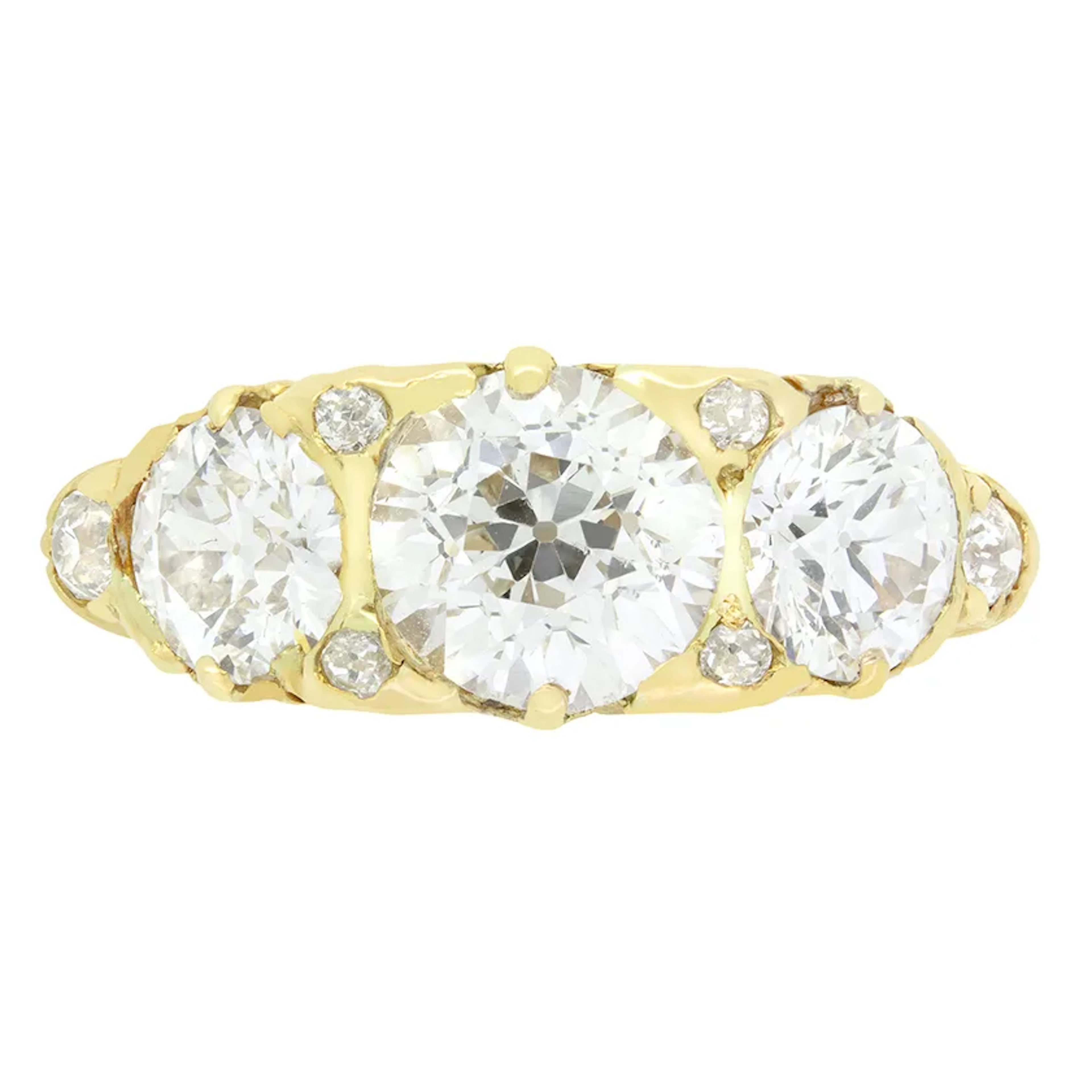 Victorian 3.50ct Diamond Trilogy Ring, c.1880s