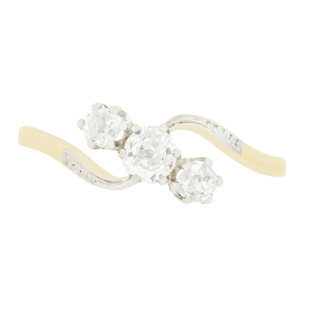 Edwardian 0.60ct Diamond Three Stone Twist Ring, c.1910s