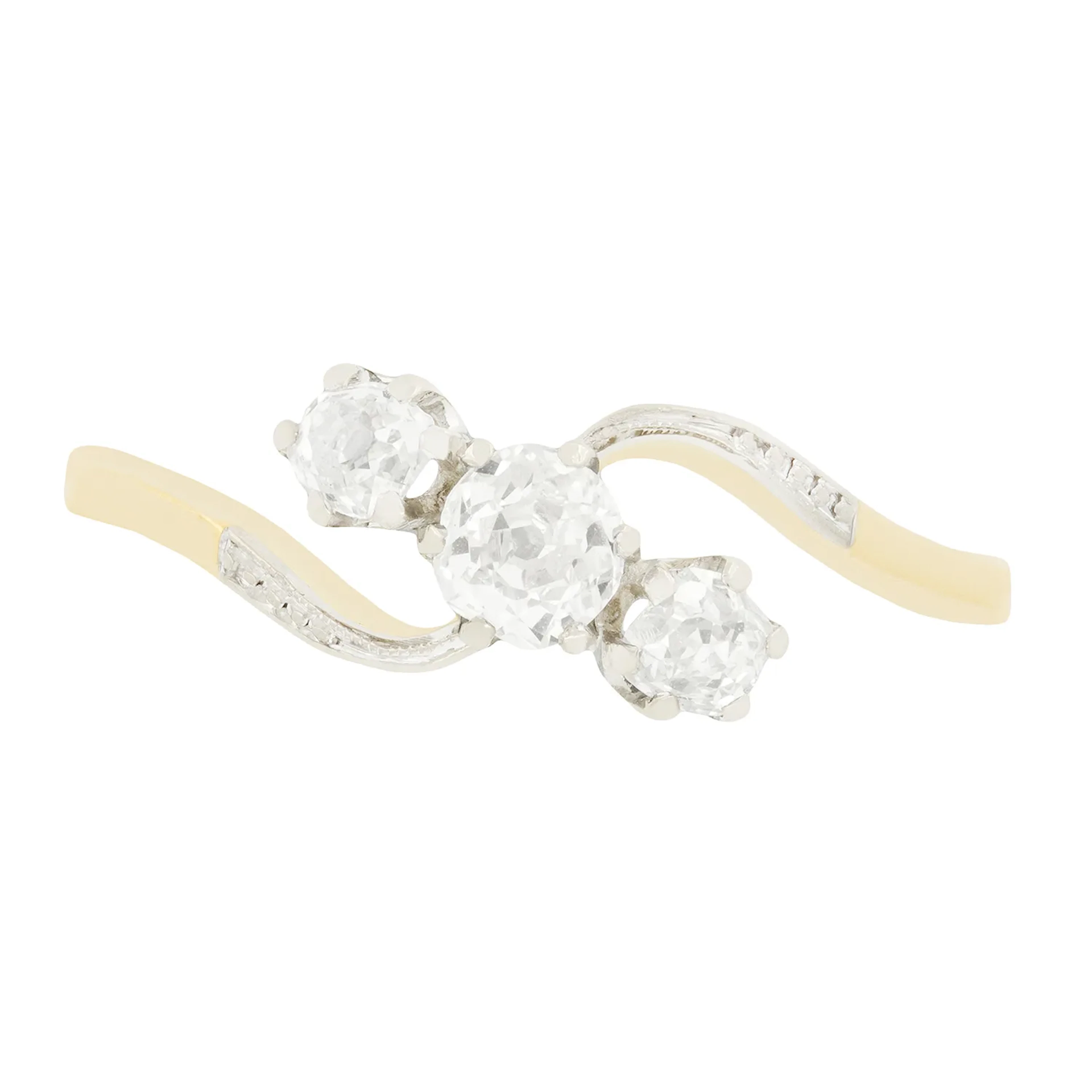 Edwardian 0.60ct Diamond Three Stone Twist Ring, c.1910s