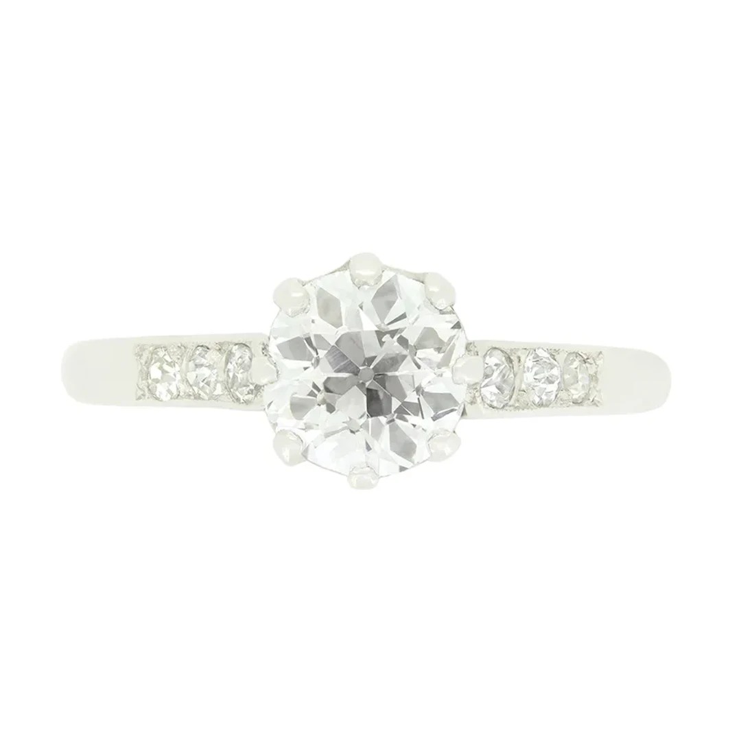 Art Deco 0.90ct Diamond Solitaire Ring, c.1920s