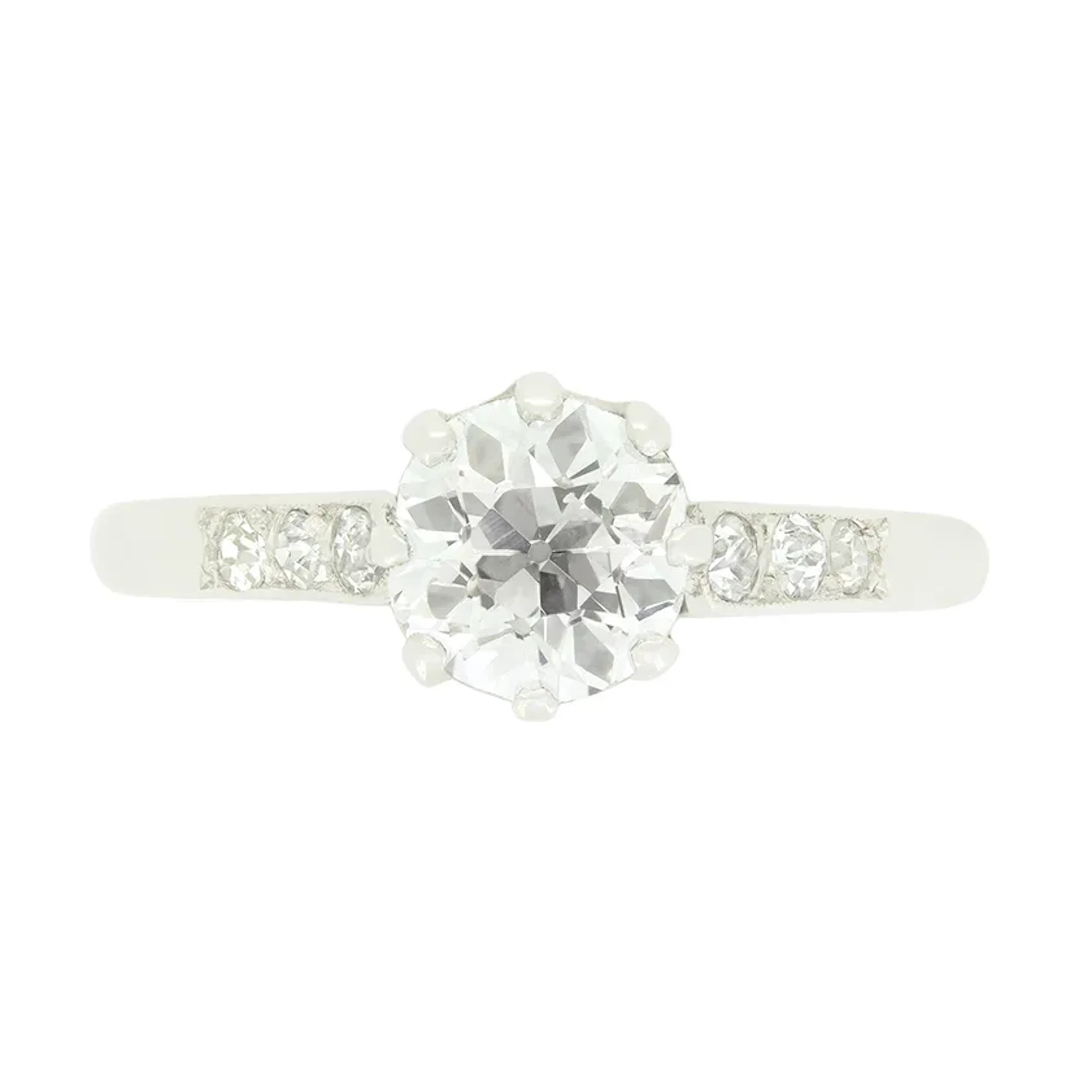 Art Deco 0.90ct Diamond Solitaire Ring, c.1920s