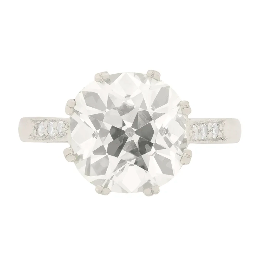 Art Deco 4.23ct Old Cushion Cut Diamond Solitaire Ring, c.1930s