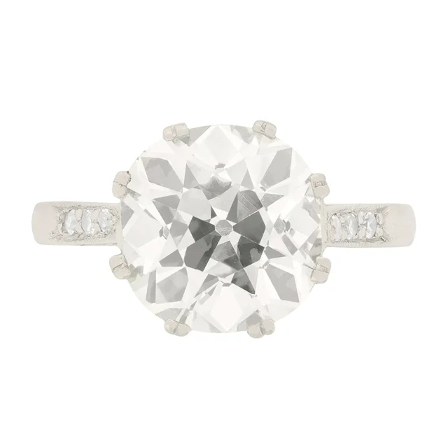 Art Deco 4.23ct Old Cushion Cut Diamond Solitaire Ring, c.1930s