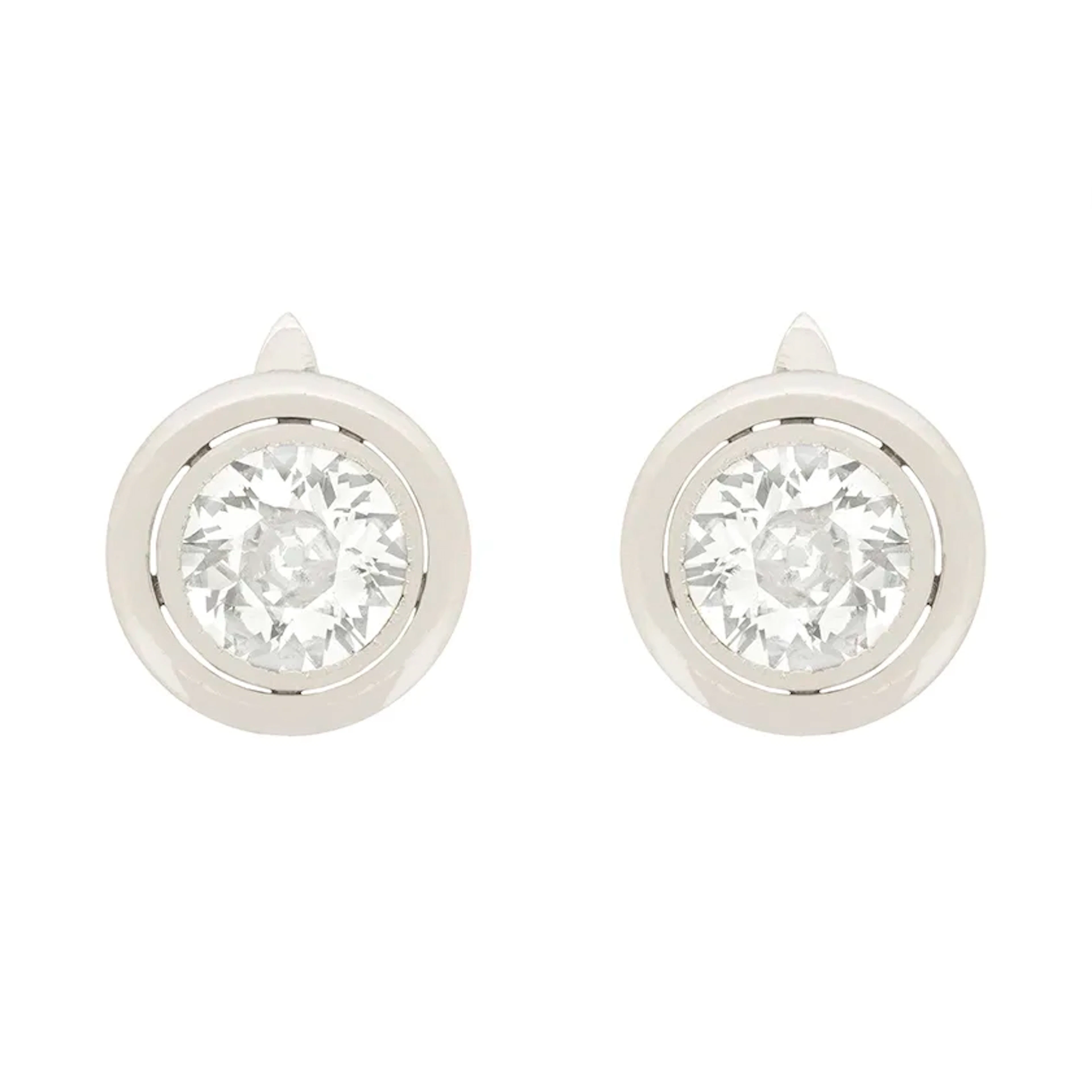 Art Deco 3.60ct each Diamond Stud Earrings, c.1920s