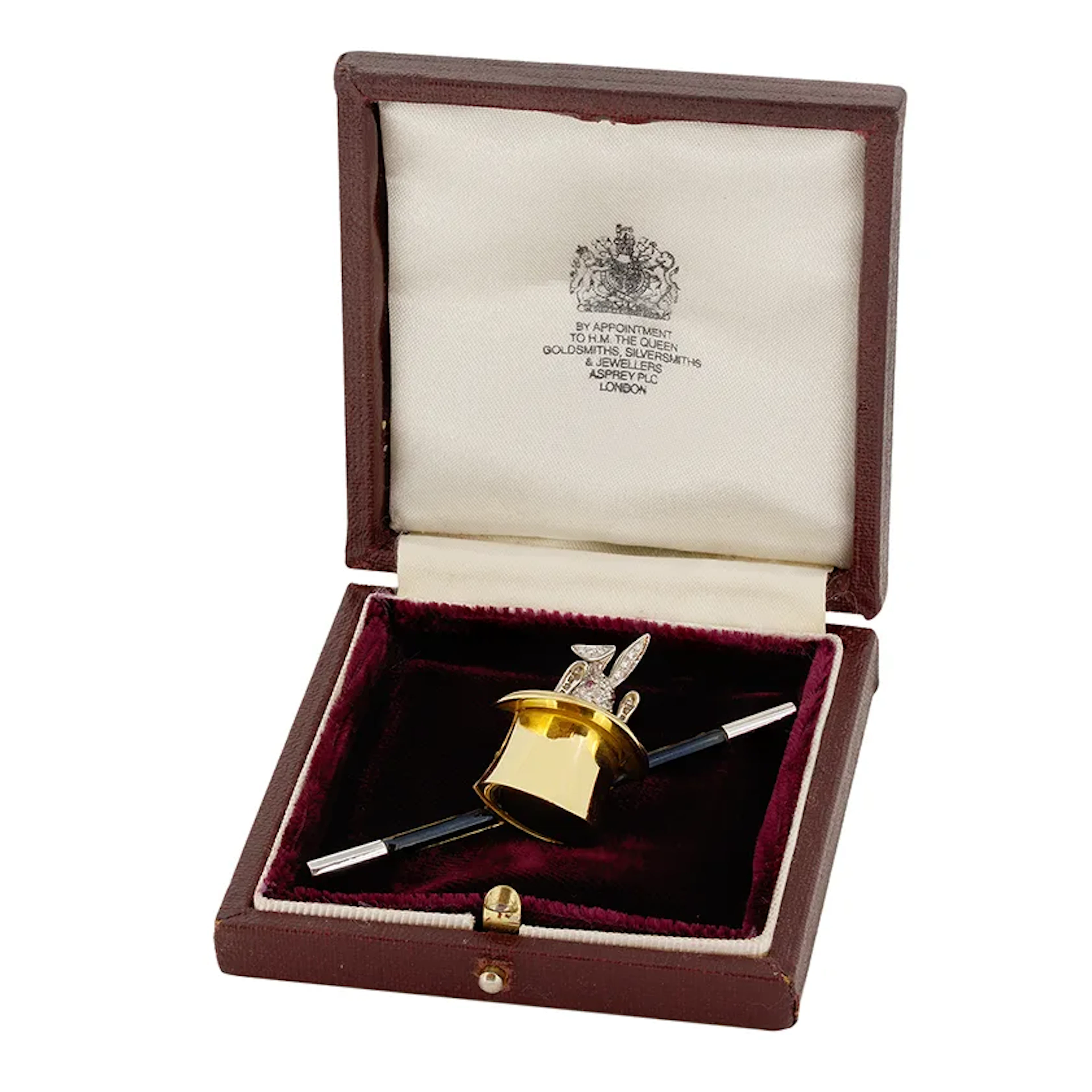 Vintage Asprey Rabbit in a Hat Brooch, c.1980s