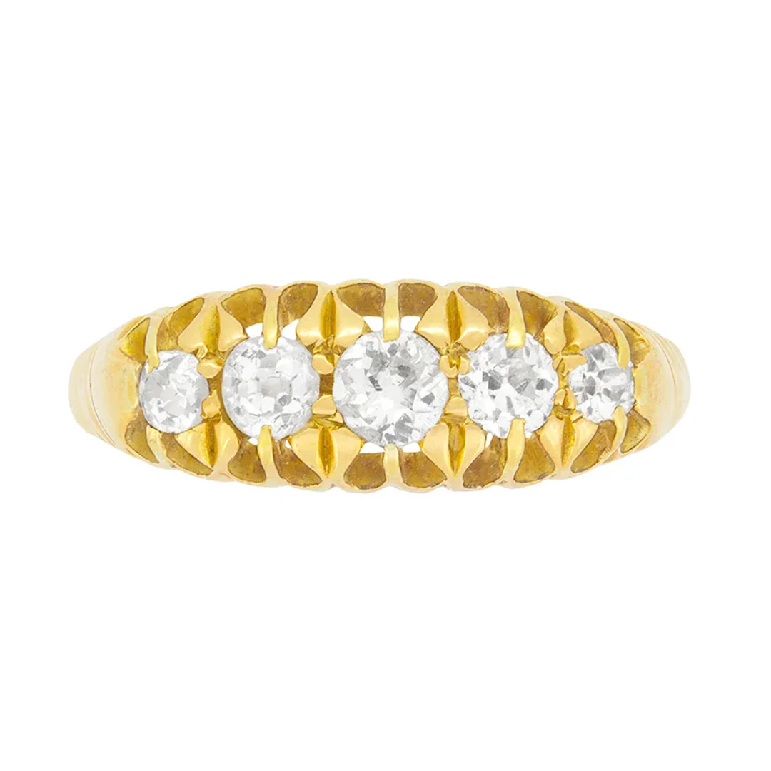 Late Victorian 0.50 Carat Five Stone Old Cut Diamond Ring, c.1900s