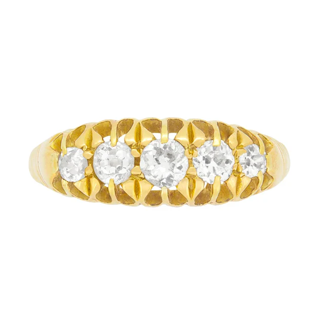 Late Victorian 0.50 Carat Five Stone Old Cut Diamond Ring, c.1900s