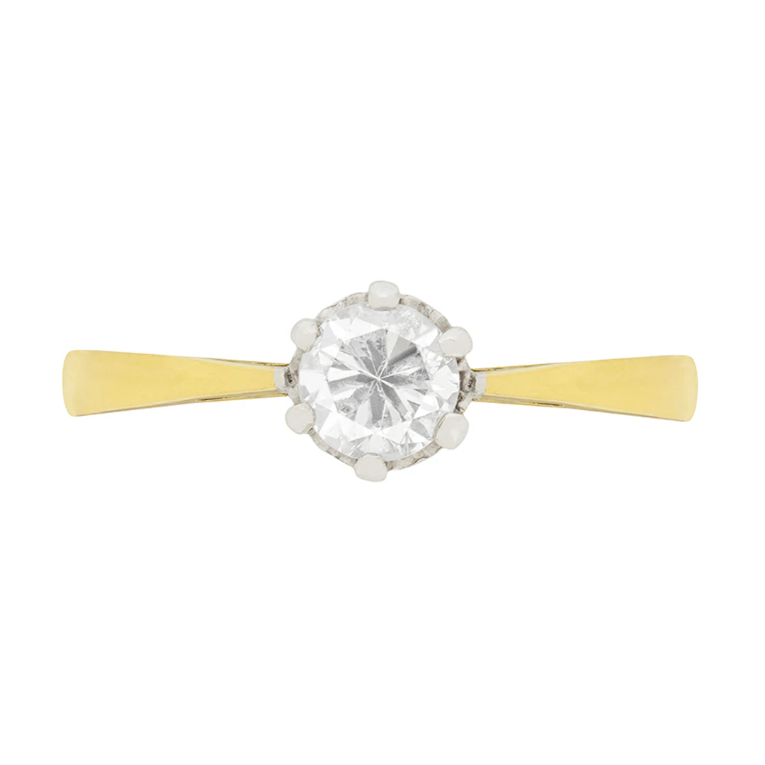 Late Deco Diamond Solitaire Engagement Ring, c.1940s