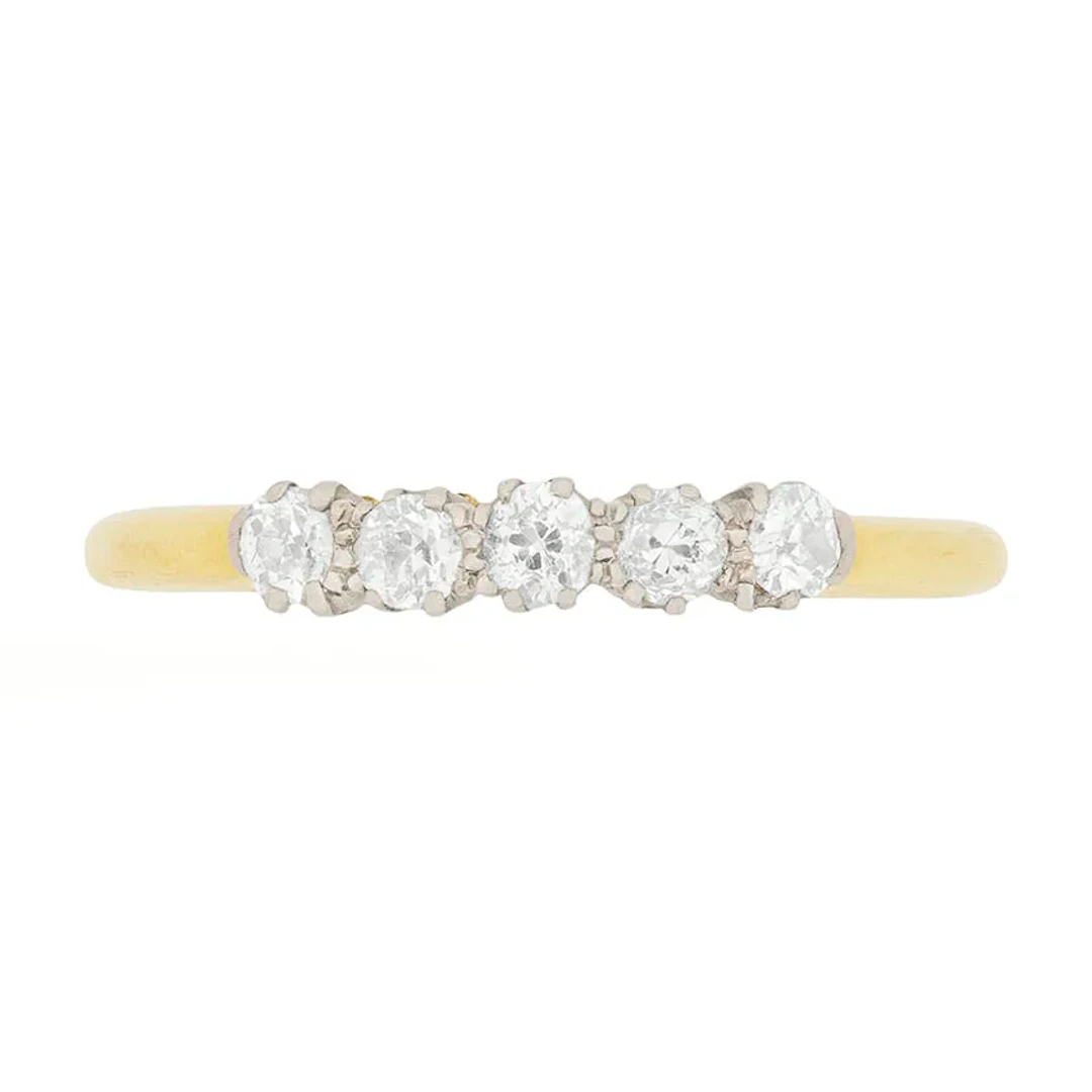 Late Victorian Five Stone 0.50ct Old Cut Diamond Ring, c.1900s