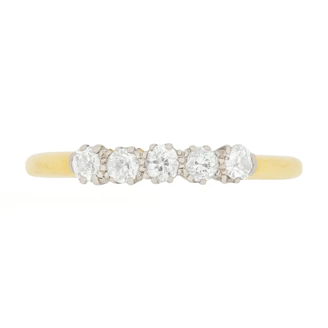 Late Victorian Five Stone 0.50ct Old Cut Diamond Ring, c.1900s