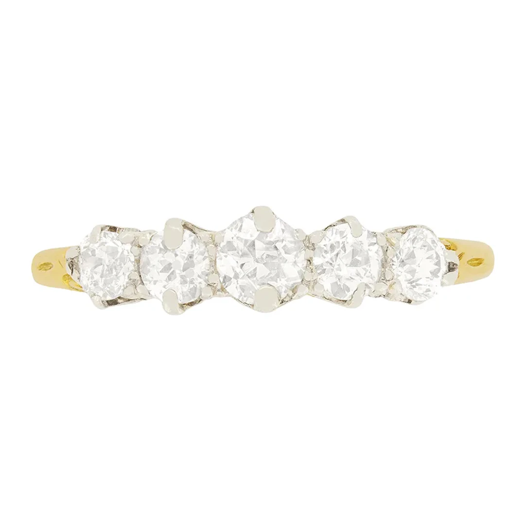 Victorian 0.95ct Diamond Five Stone Ring, c.1900s