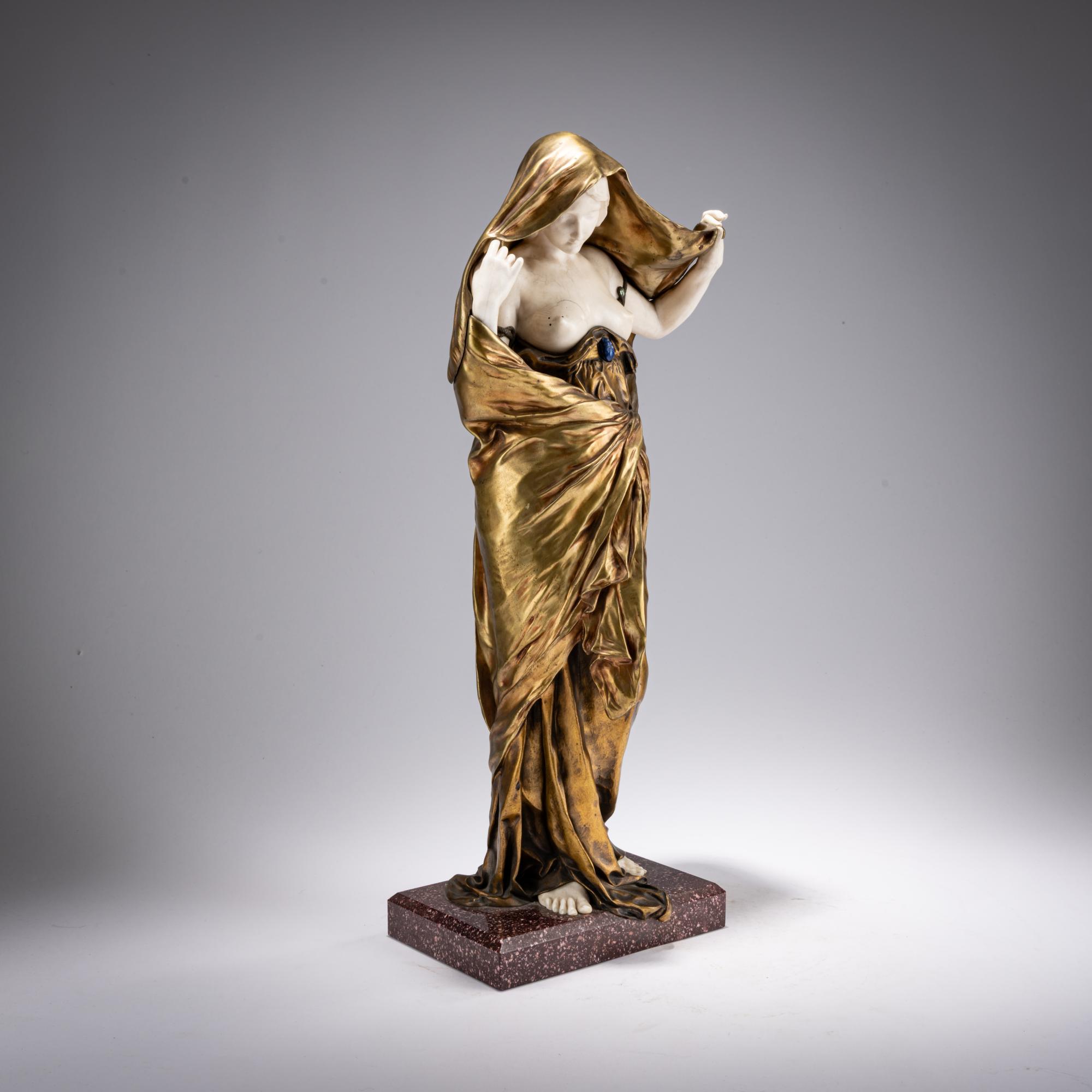 Louis-Ernest Barrias Chryselephantin-Figur 'La Nature se dévoilant