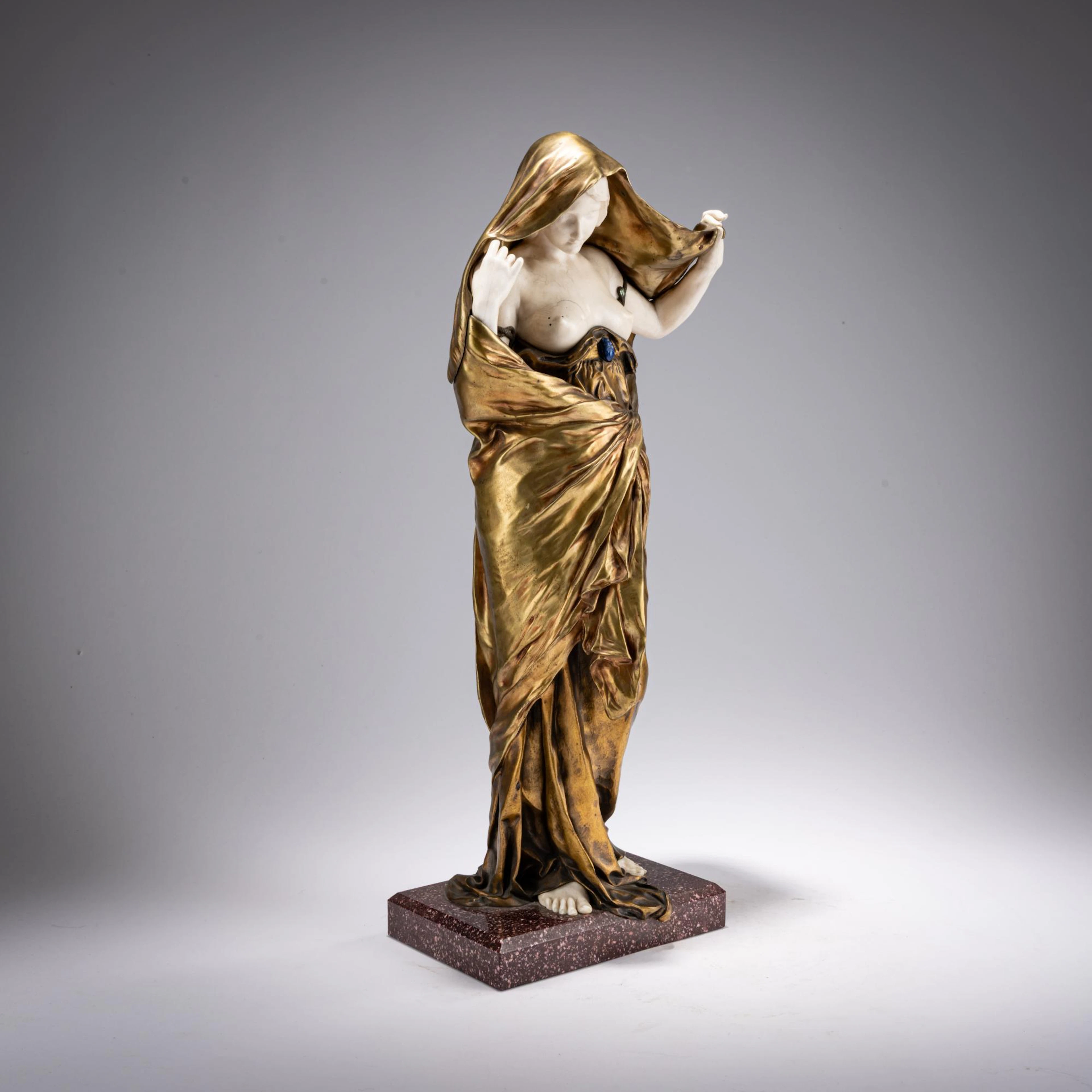 Louis-Ernest Barrias Chryselephantin-Figur 'La Nature se dévoilant