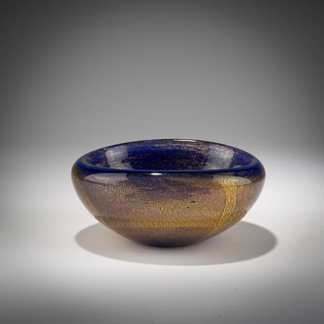 Seguso Vetri d'Arte Schale 'Blu oro', um 1950