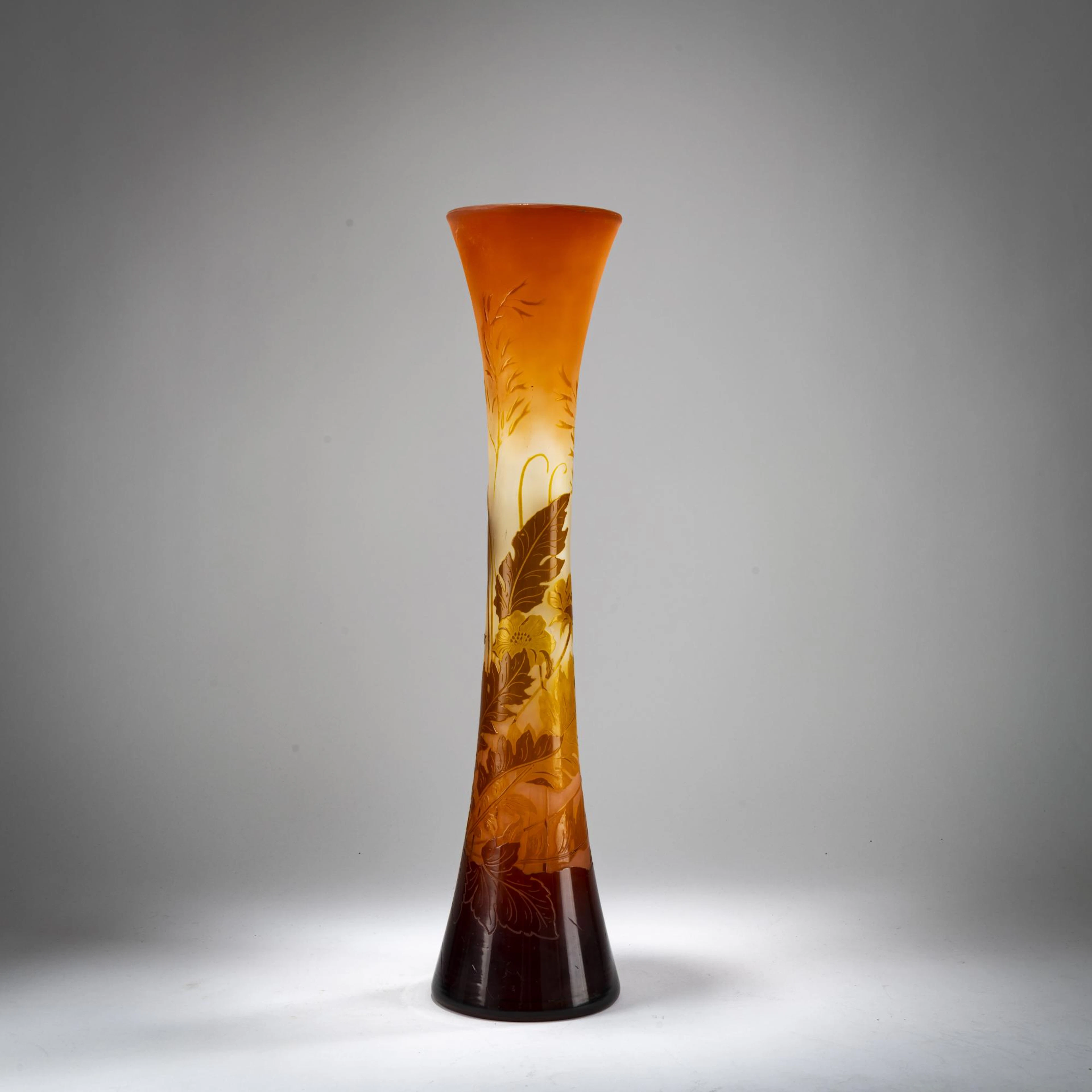 Etablissements Gallé, Nancy Hohe Vase 'Bouton d'Or et Fougères', 1908-20