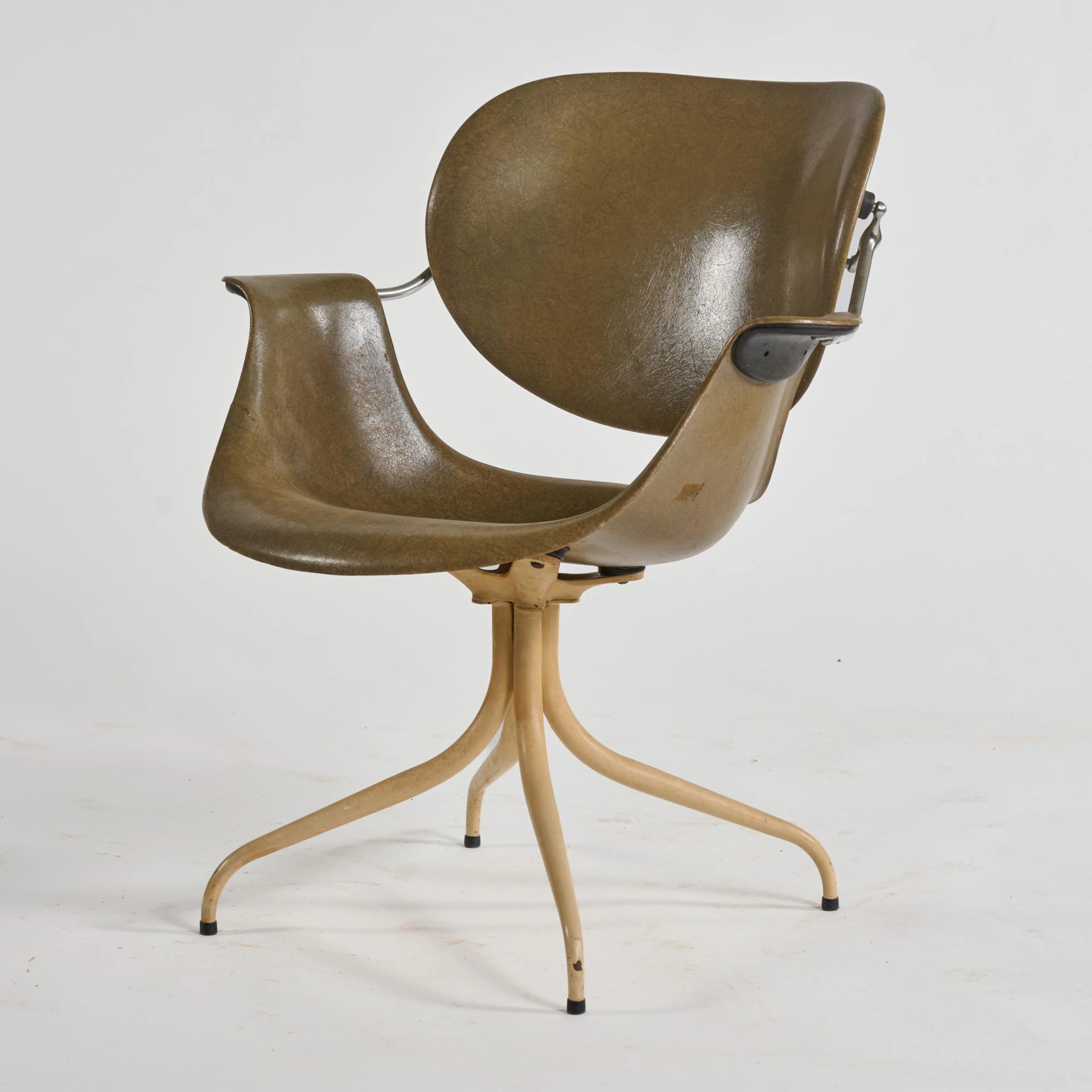 George Nelson Armlehnstuhl 'MAA' auf 'Swaged-leg'-Gestell, 1954 (Entwurf)