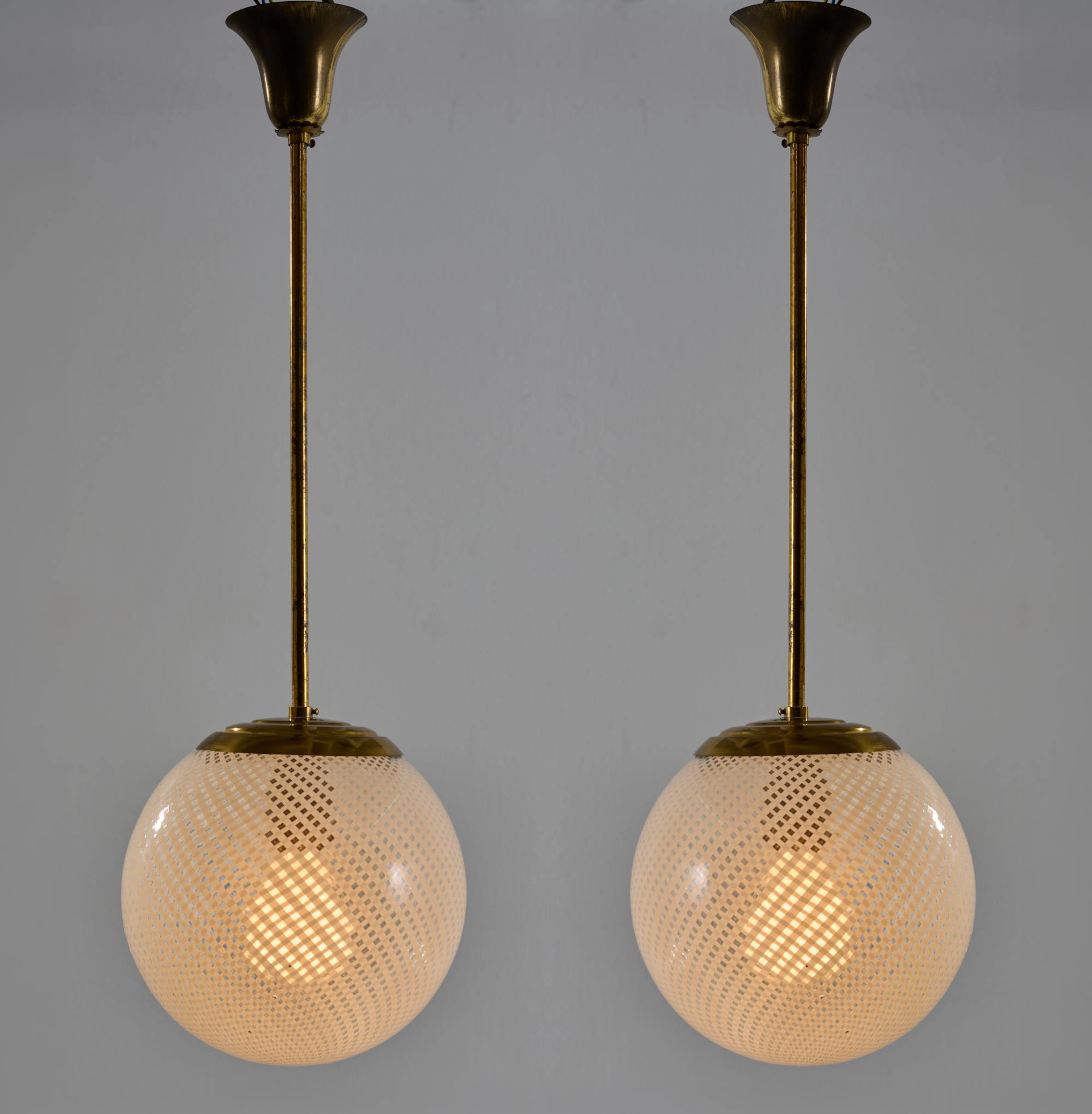 Carlo Scarpa Zwei Deckenleuchten 'Reticello', um 1940 (Entwurf)