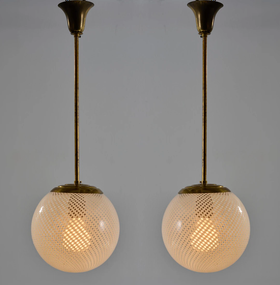 Carlo Scarpa Zwei Deckenleuchten 'Reticello', um 1940 (Entwurf)