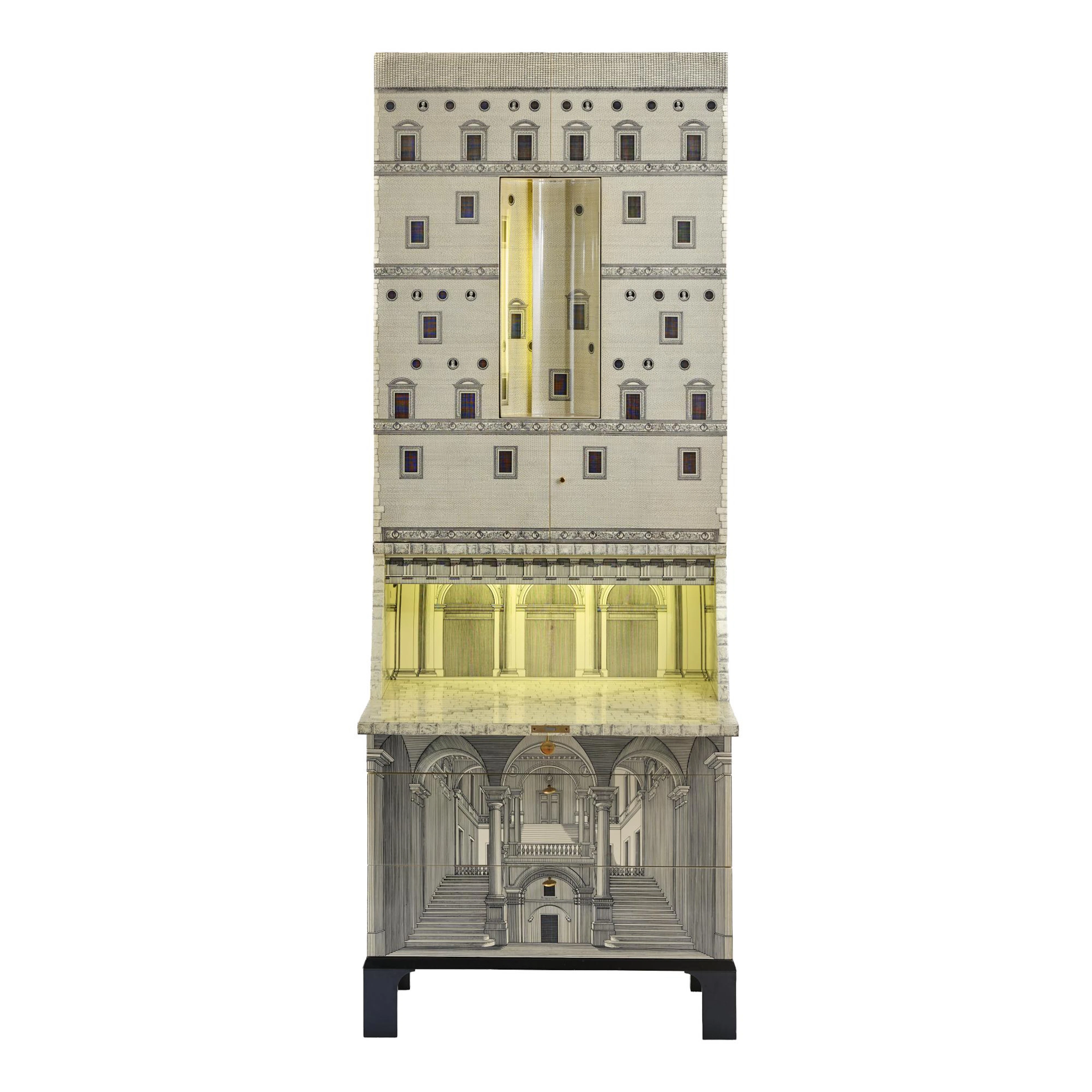 Piero Fornasetti Sekretärschrank 'Architettura', 1950er Jahre (Entwurf)