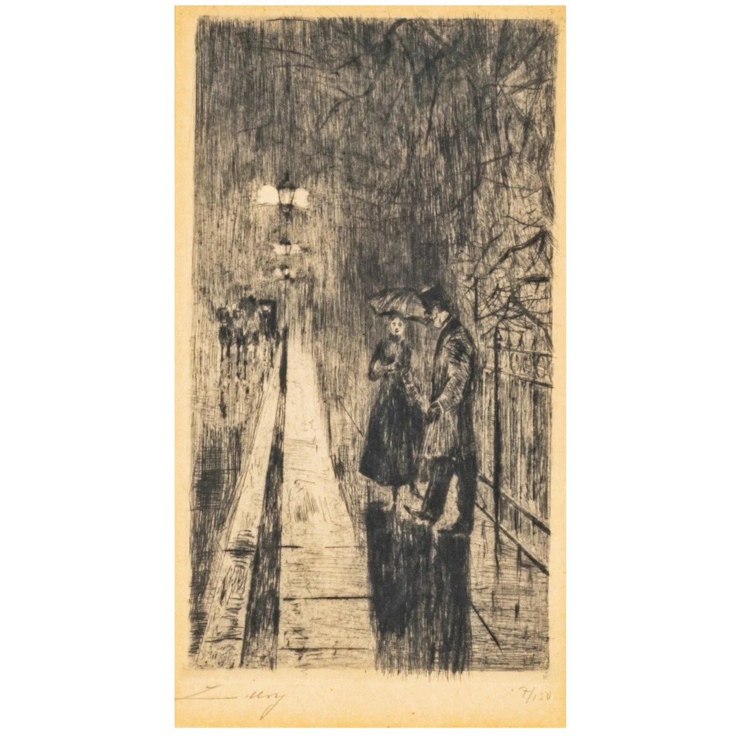 Lesser Ury (1861 Birnbaum - 1931 Berlin) 'Nächtliche Begegnung in