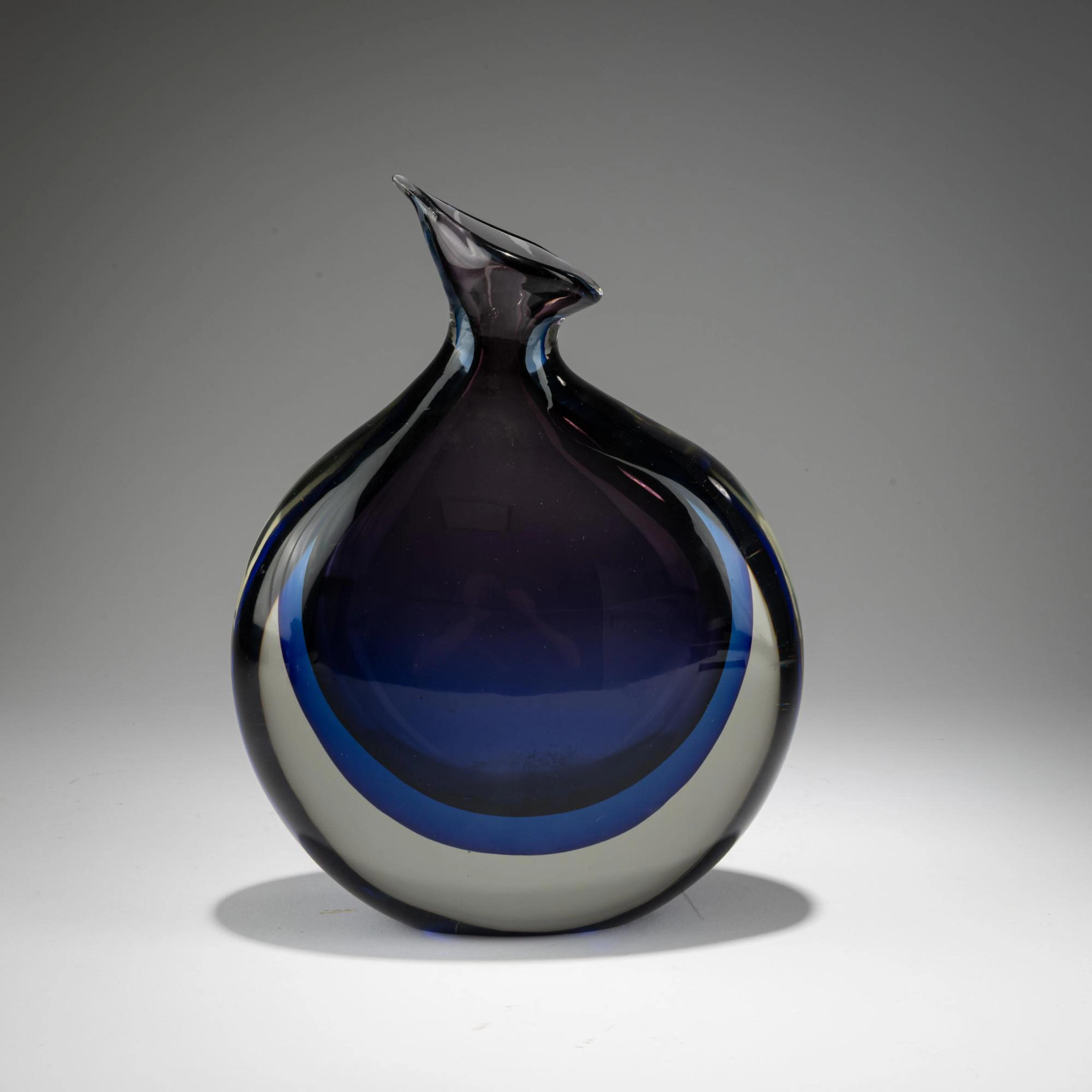 Flavio Poli Vase 'Sommerso grigio blu', um 1960
