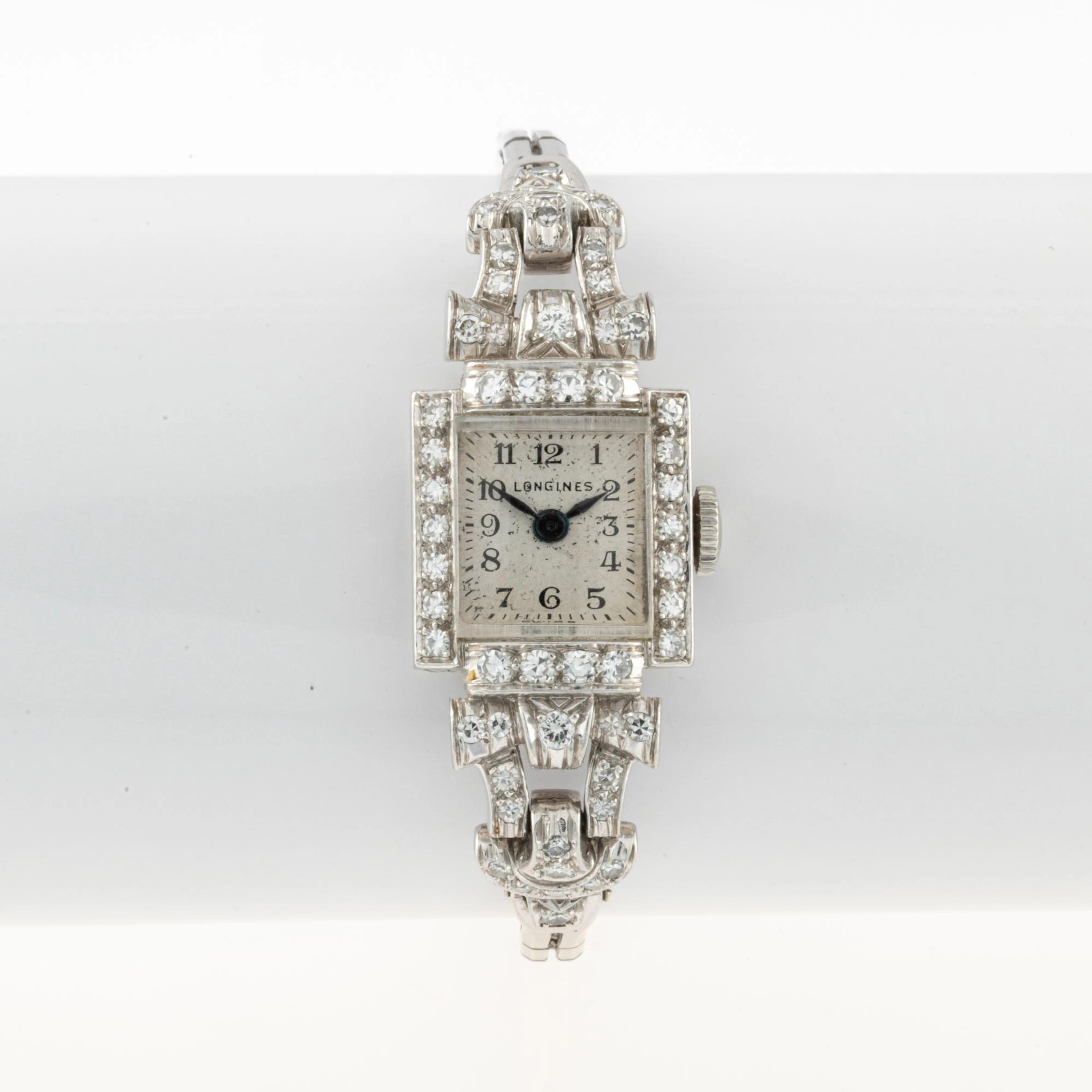 Longines Art Déco Damenuhr mit Diamantbesatz