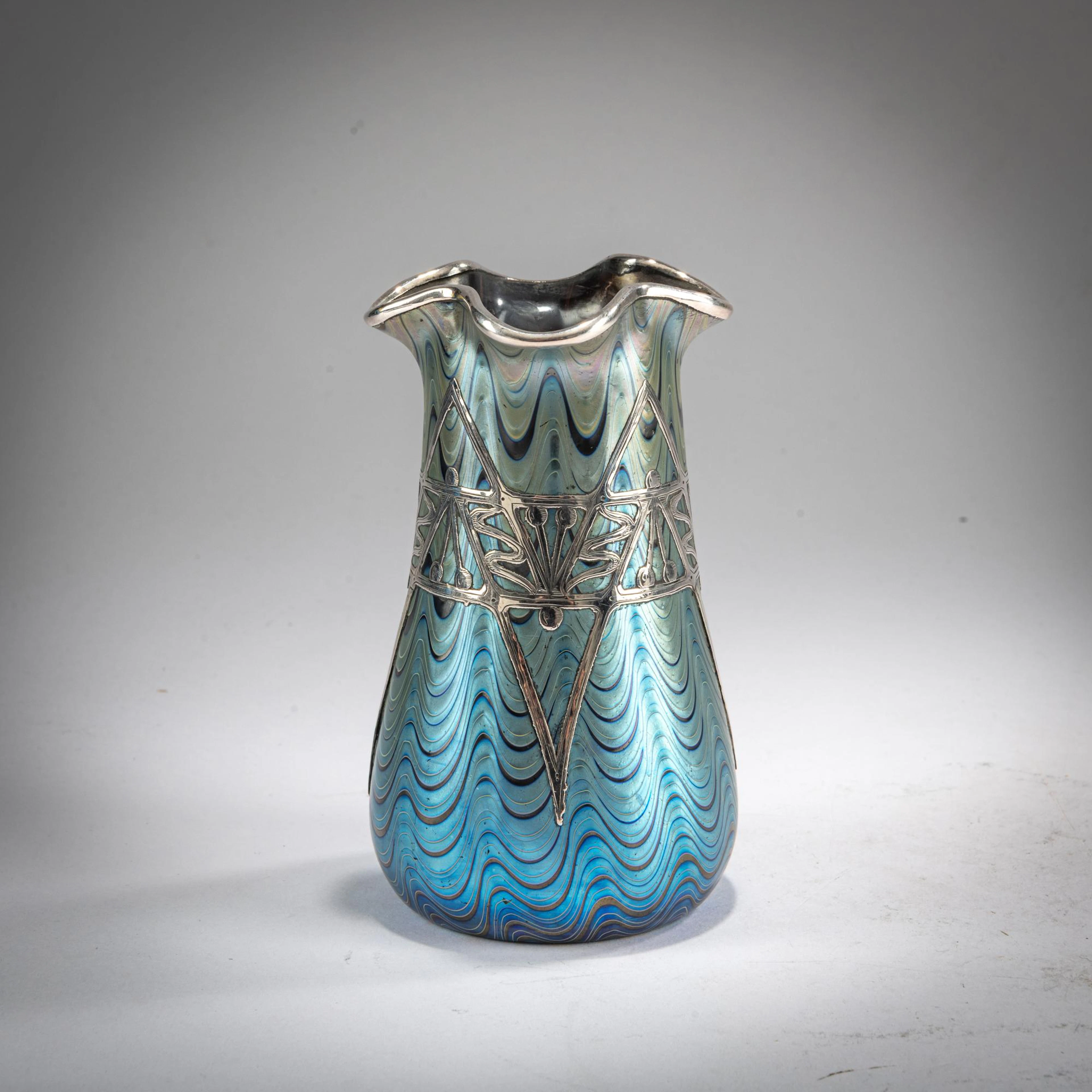 Lötz Wwe., Klostermühle 'Phänomen'-Vase mit Silver-Overlay, um 1900