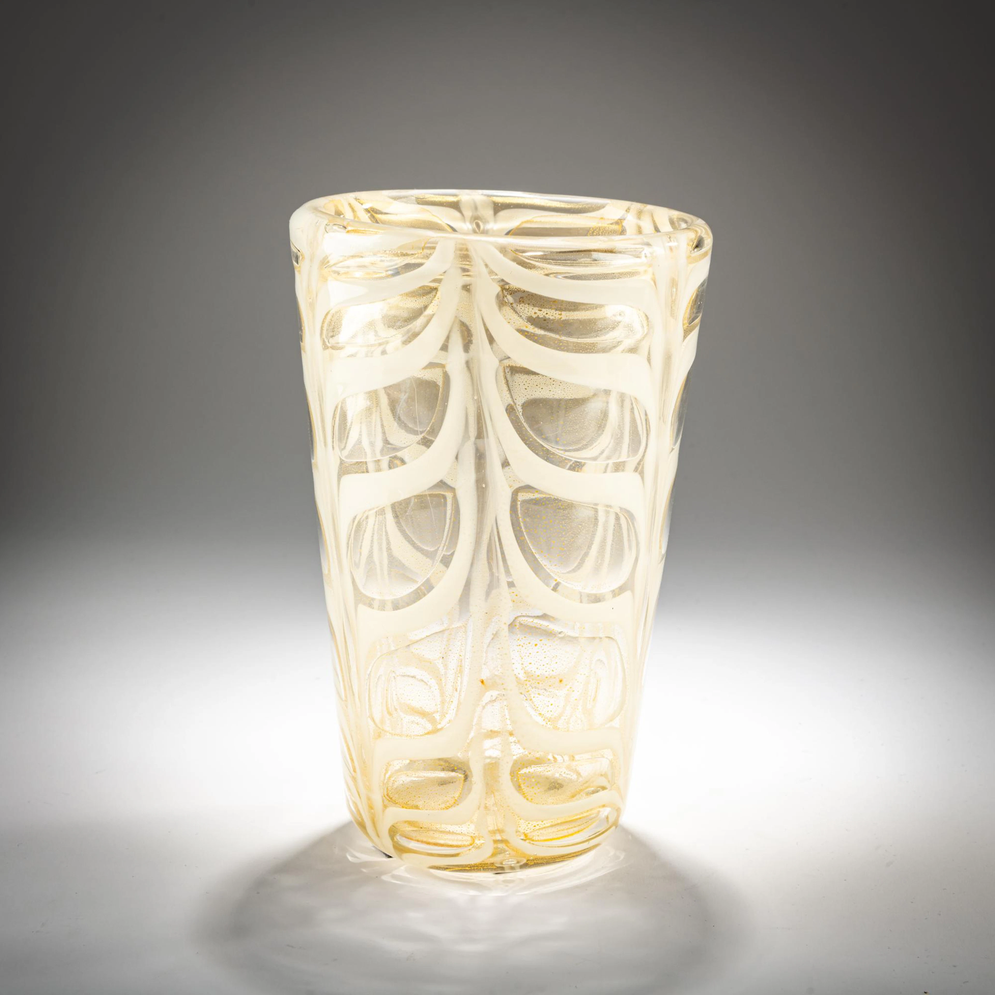 Ercole Barovier Vase 'Graffito lattimo e oro', 1969