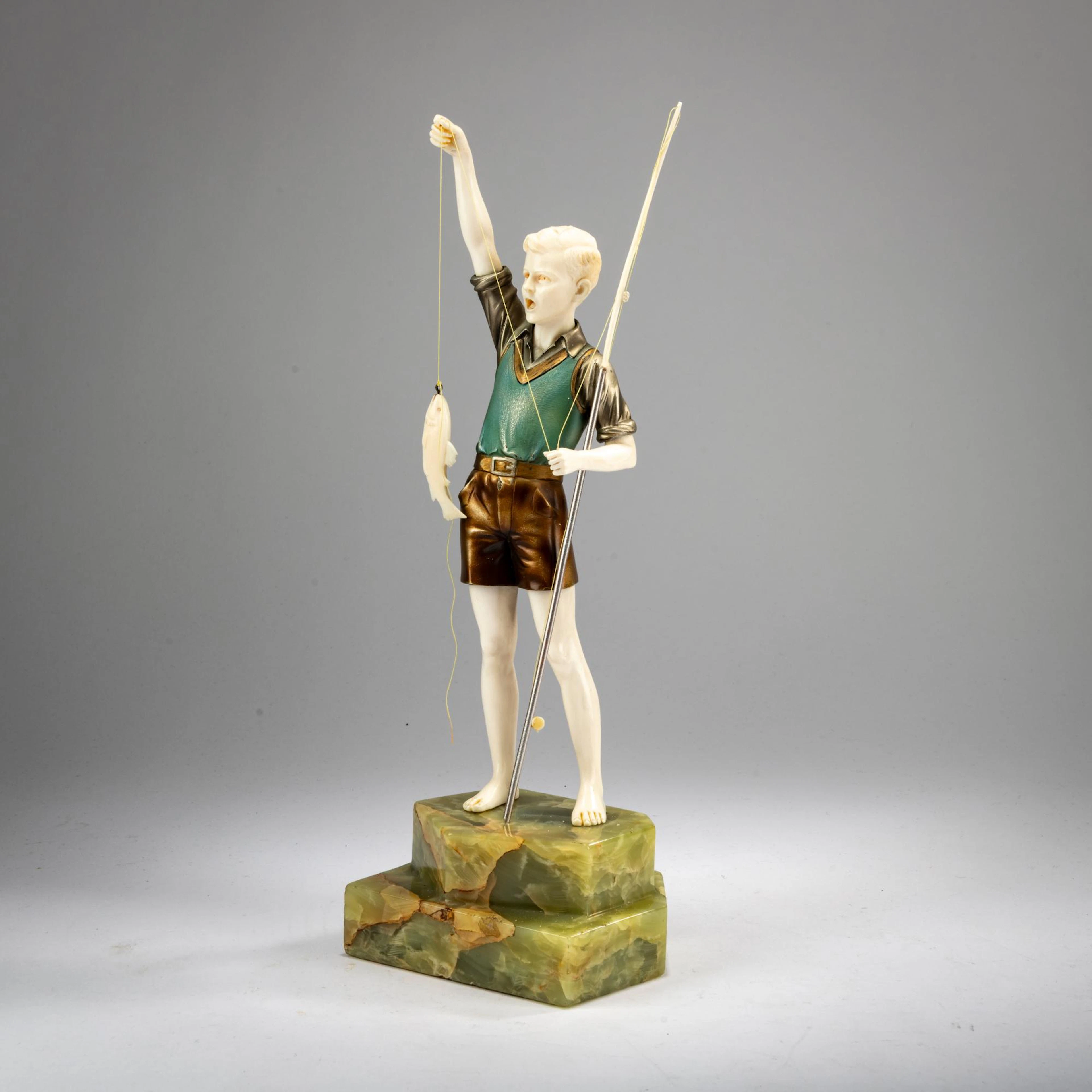 Ferdinand Preiss Chryselephantinfigur 'Fischerjunge', um 1930