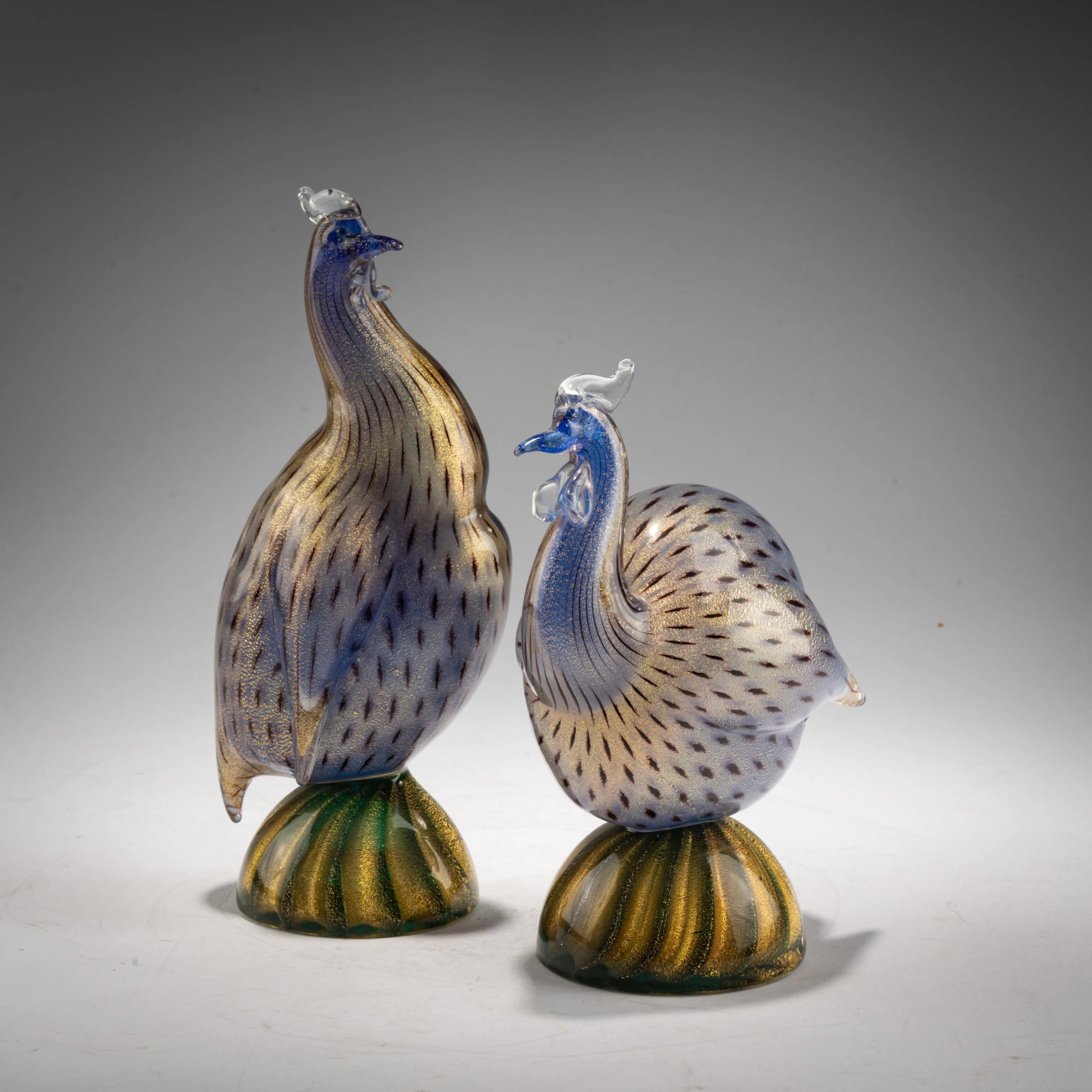 Archimede Seguso Zwei Vögel 'Faraona puntiforme, 1955