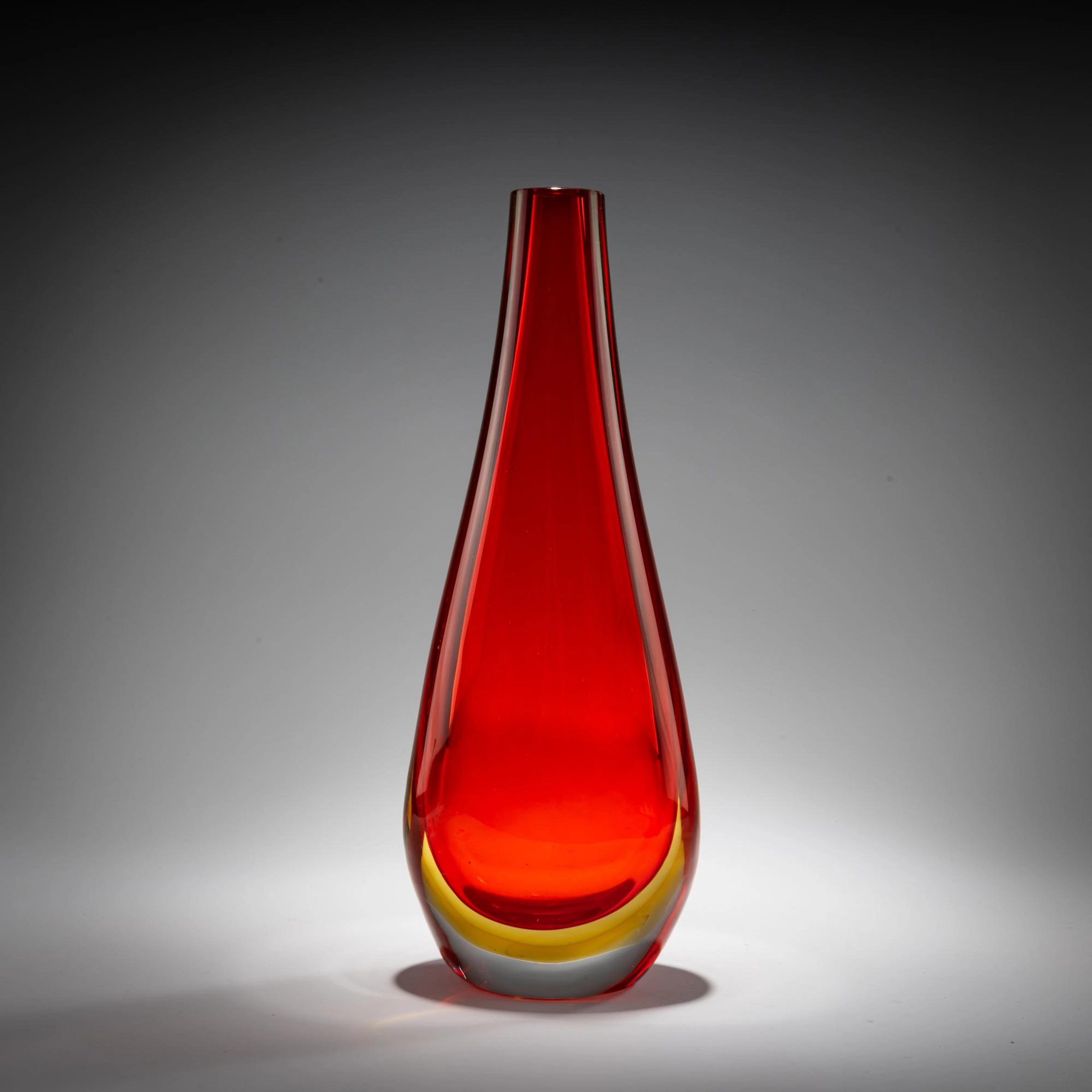 Flavio Poli Vase 'Sommerso rosso cinese giallo', 1958
