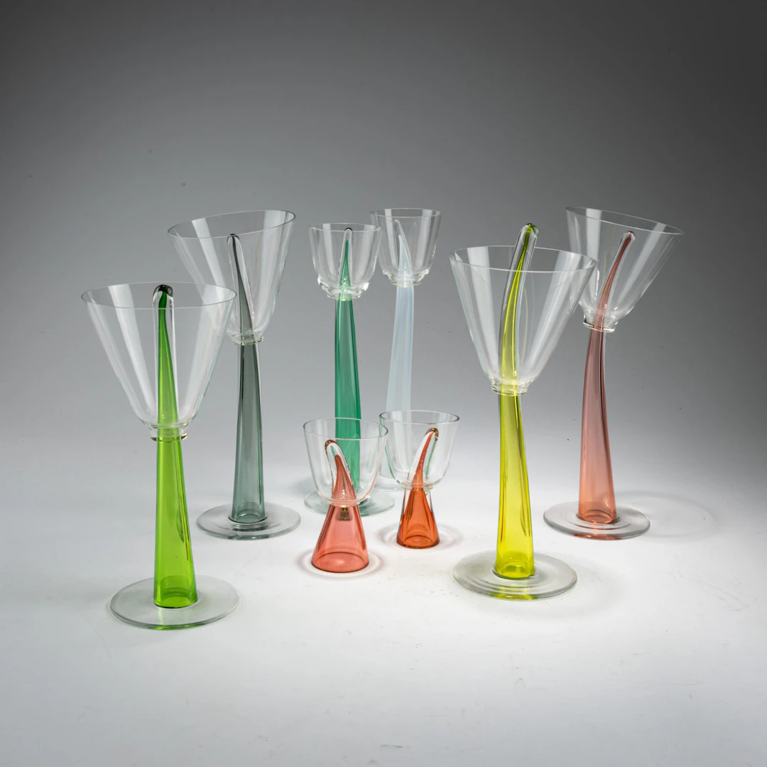 Bořek Šípek Acht Gläser 'Stybla', 1985 (Entwurf)