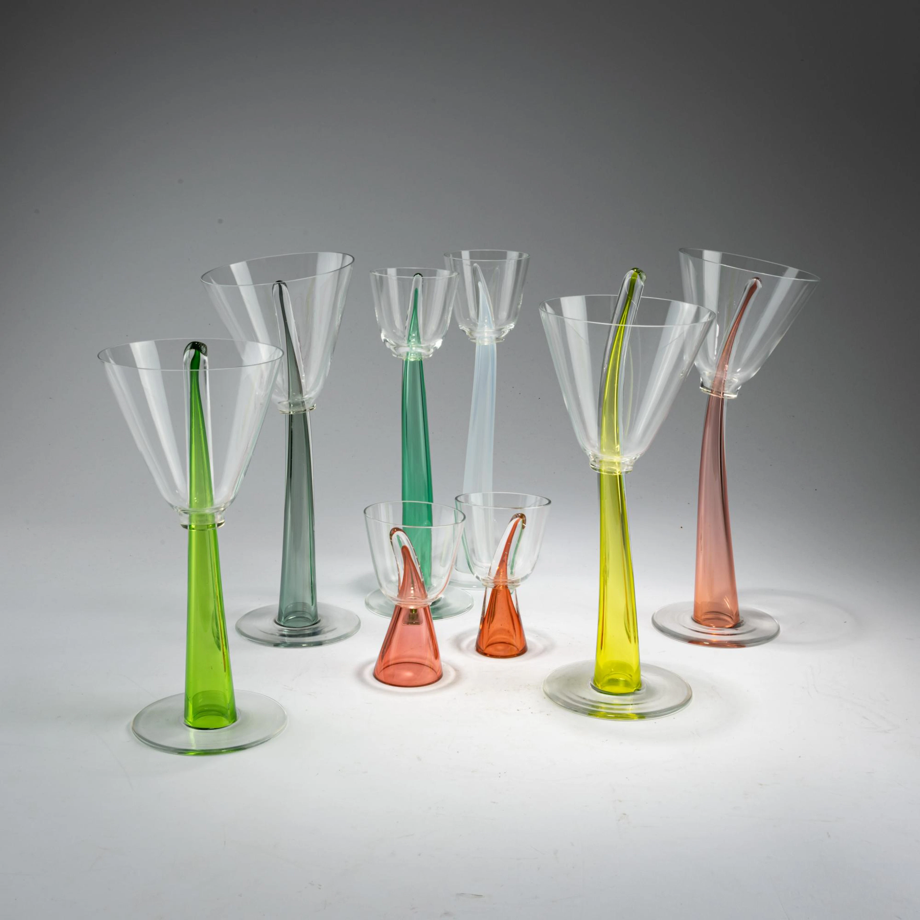 Bořek Šípek Acht Gläser 'Stybla', 1985 (Entwurf)