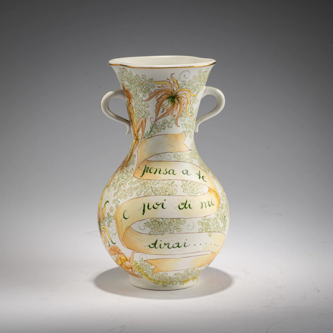 Richard Ginori, San Cristoforo Henkelvase 'Pensa a te', 1960er Jahre (Entwurf)
